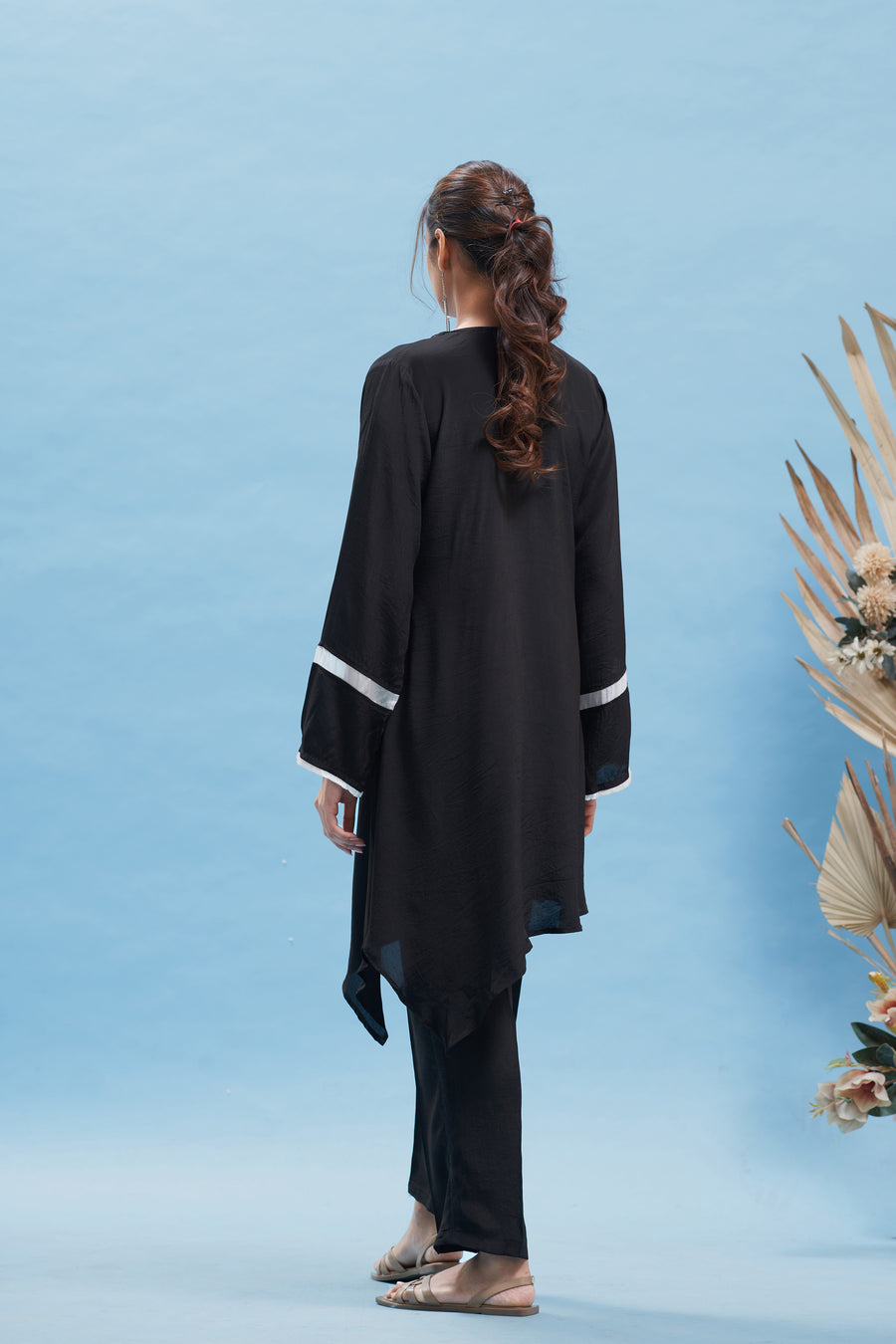 Black Asymmetrical kurta Set