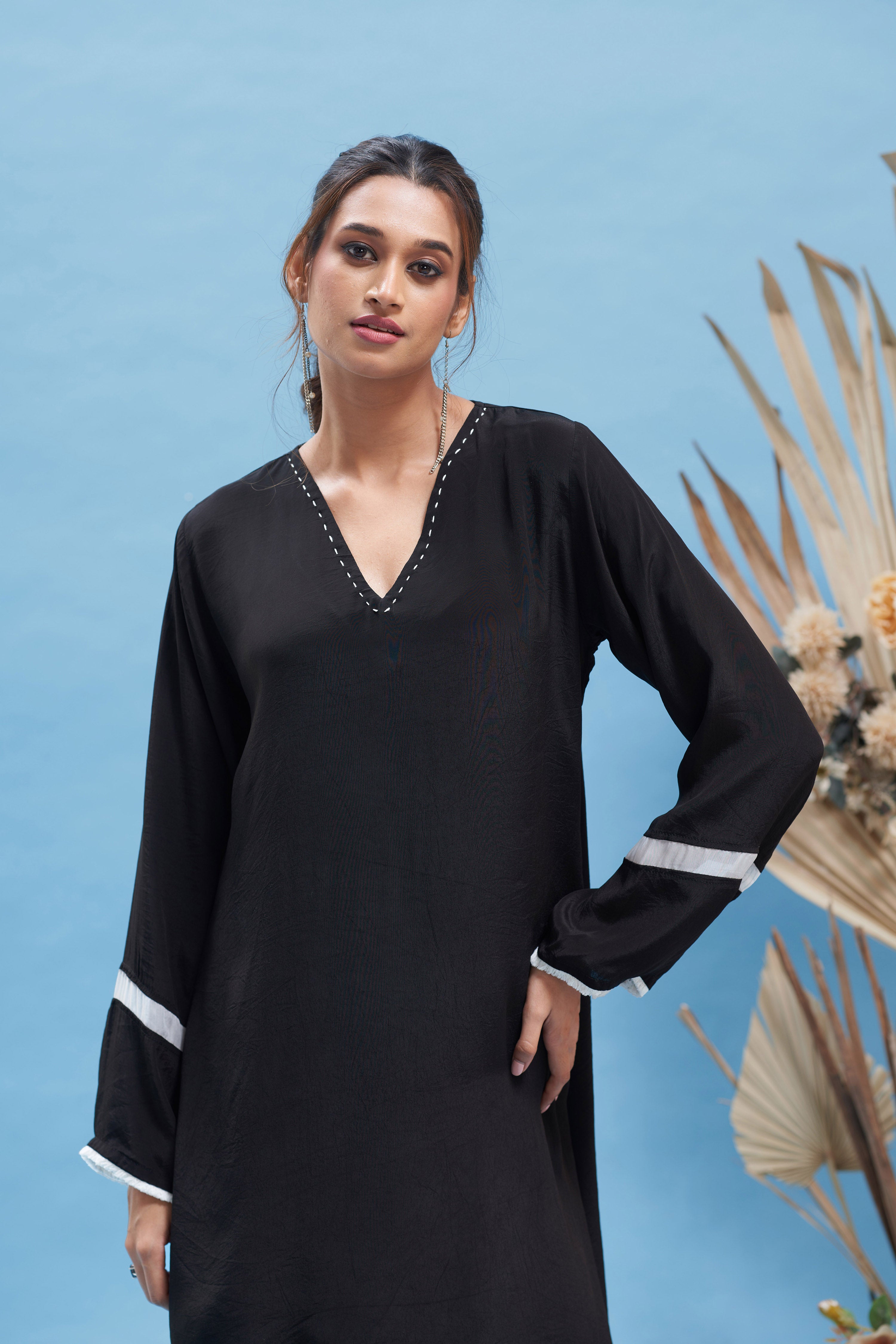 Black Asymmetrical kurta Set