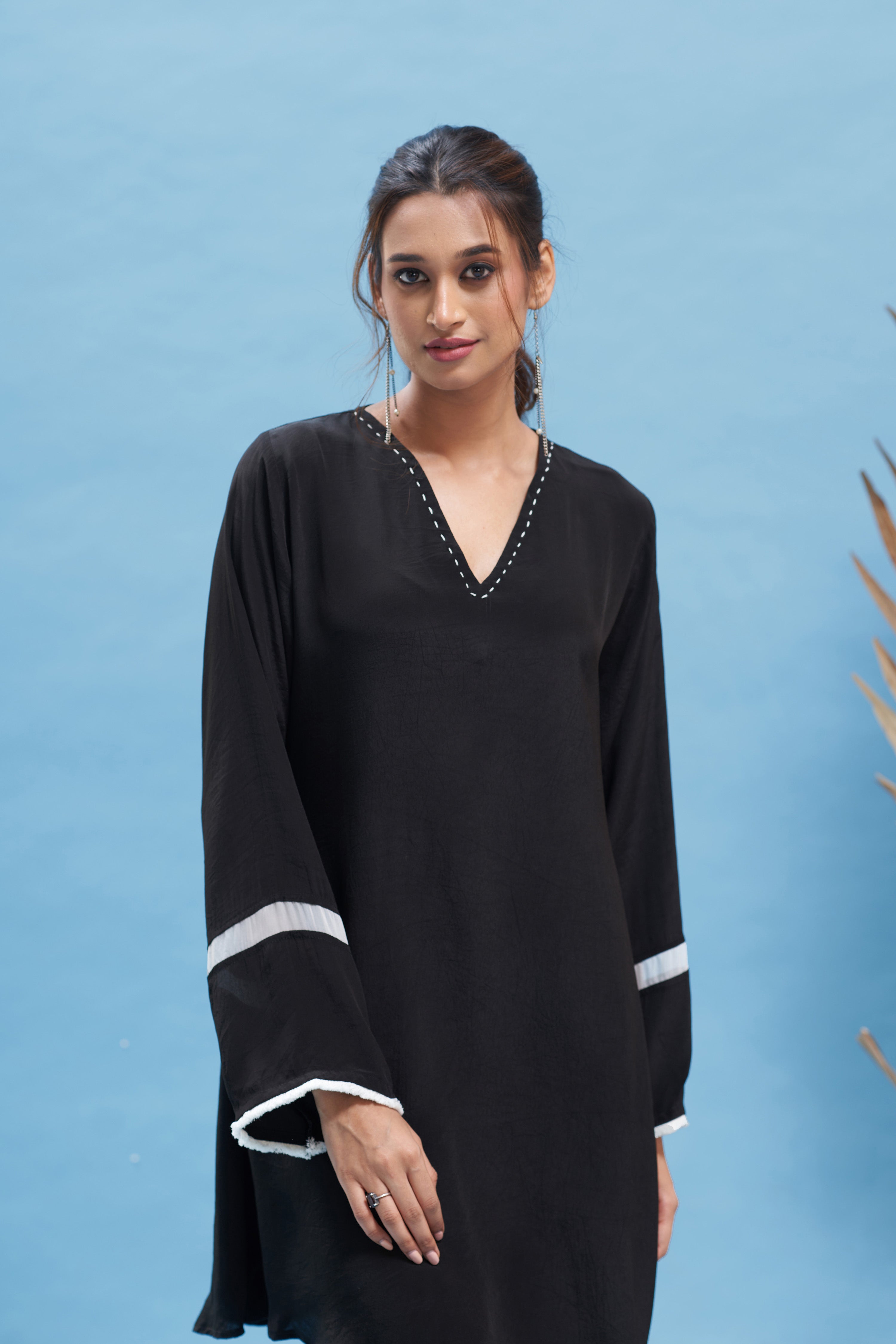 Black Asymmetrical kurta Set