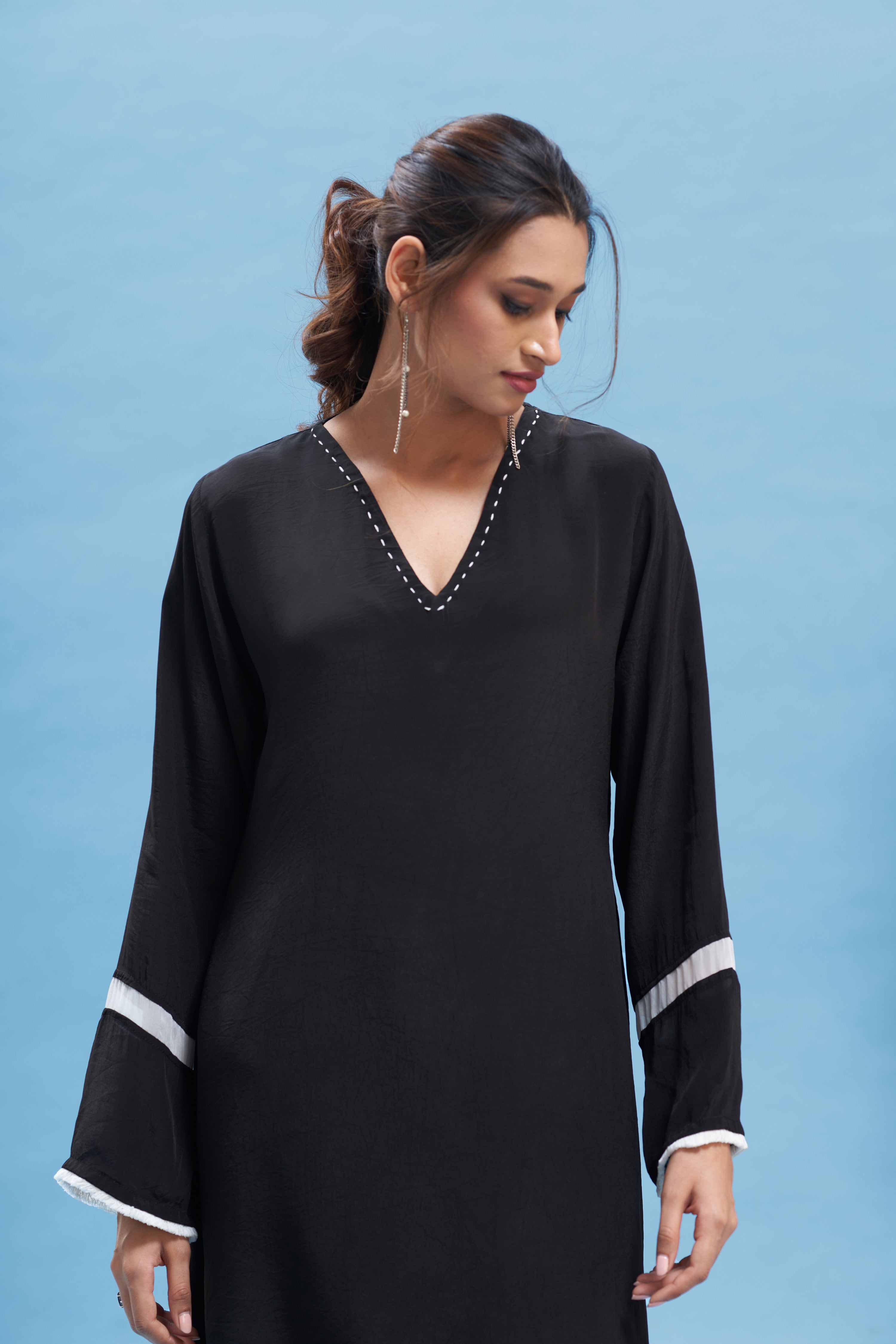 Black Asymmetrical kurta Set