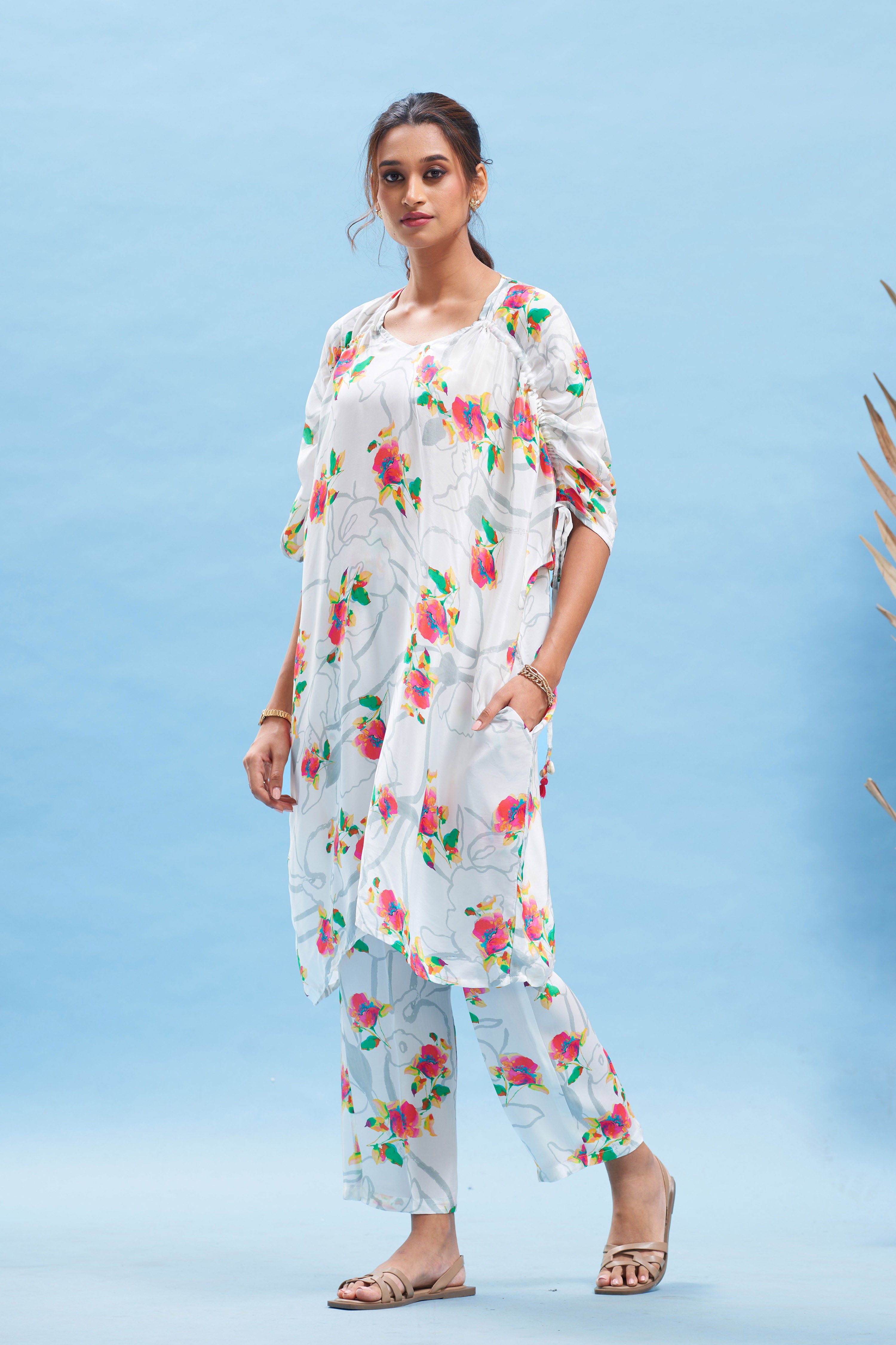 Floral Printed kimono kurta set