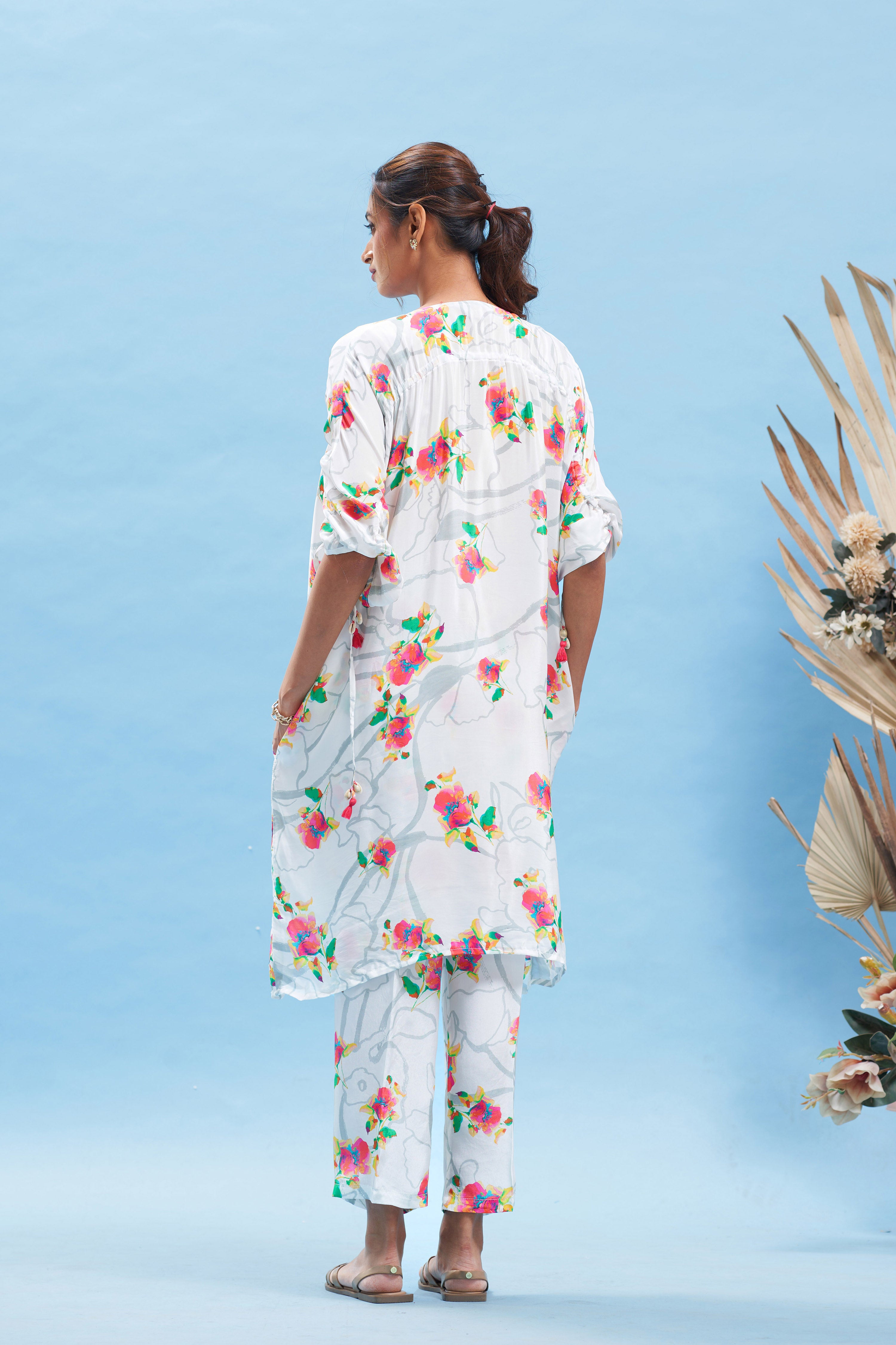 Floral Printed kimono kurta set