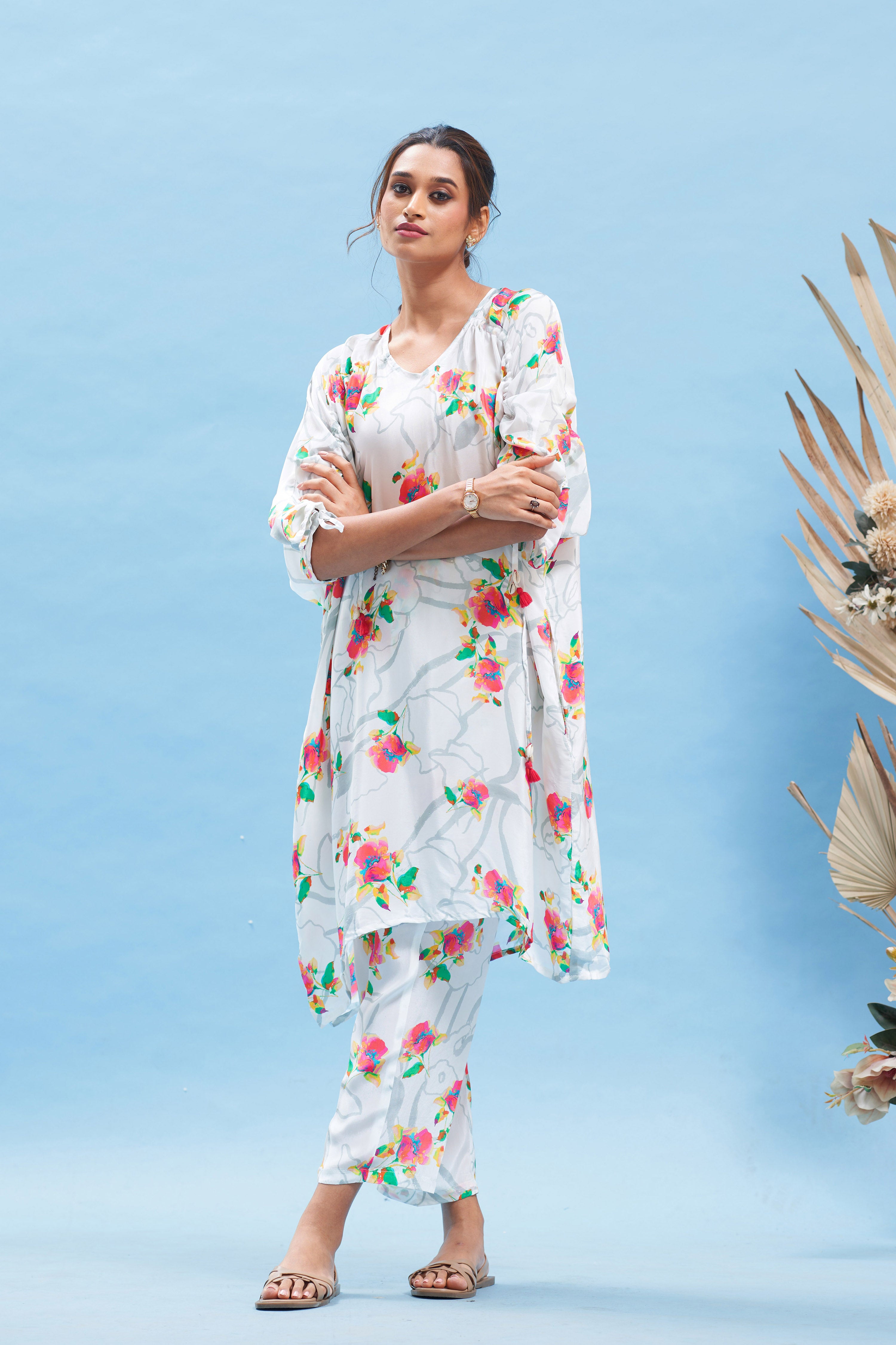Floral Printed kimono kurta set