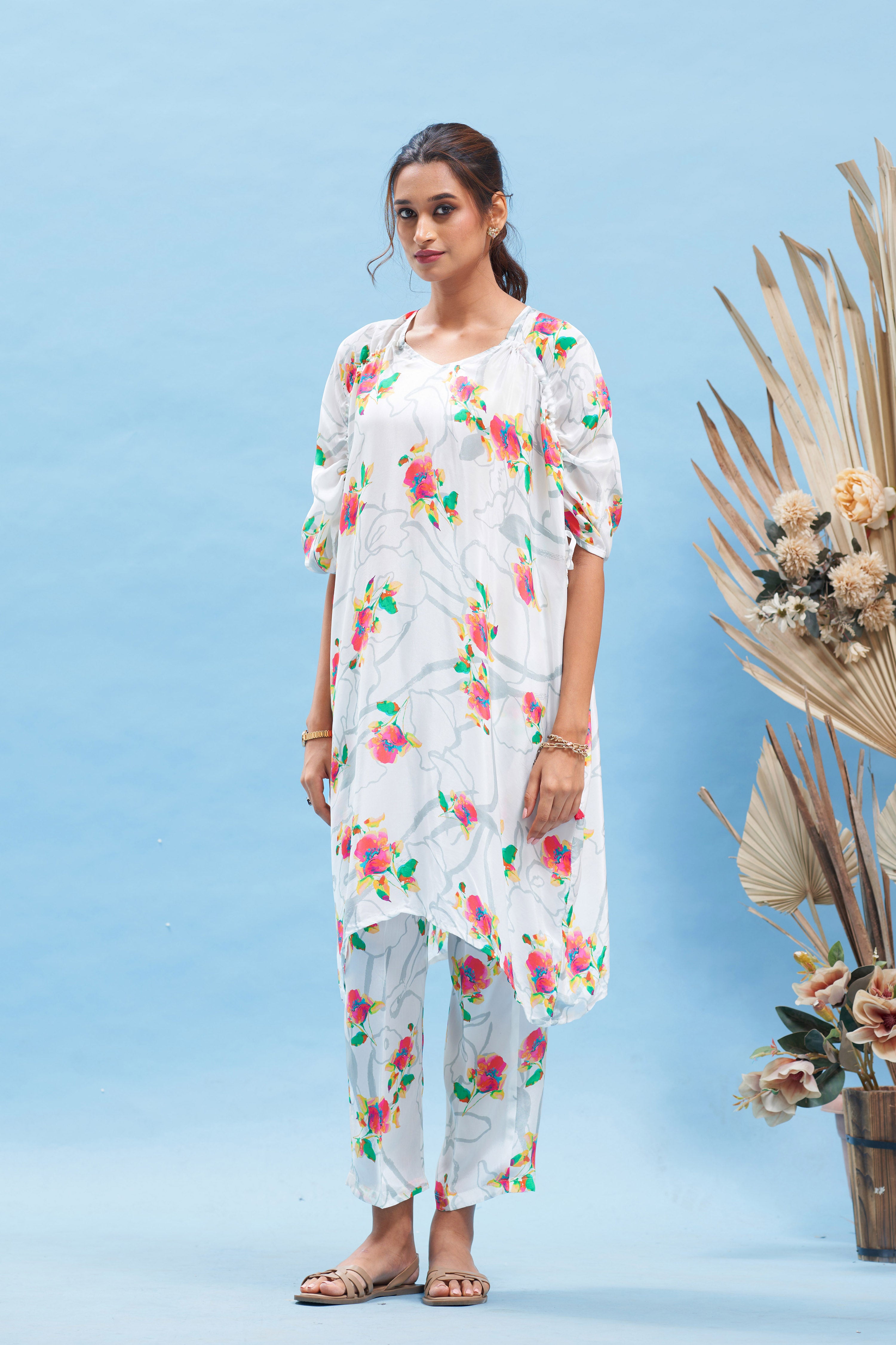 Floral Printed kimono kurta set