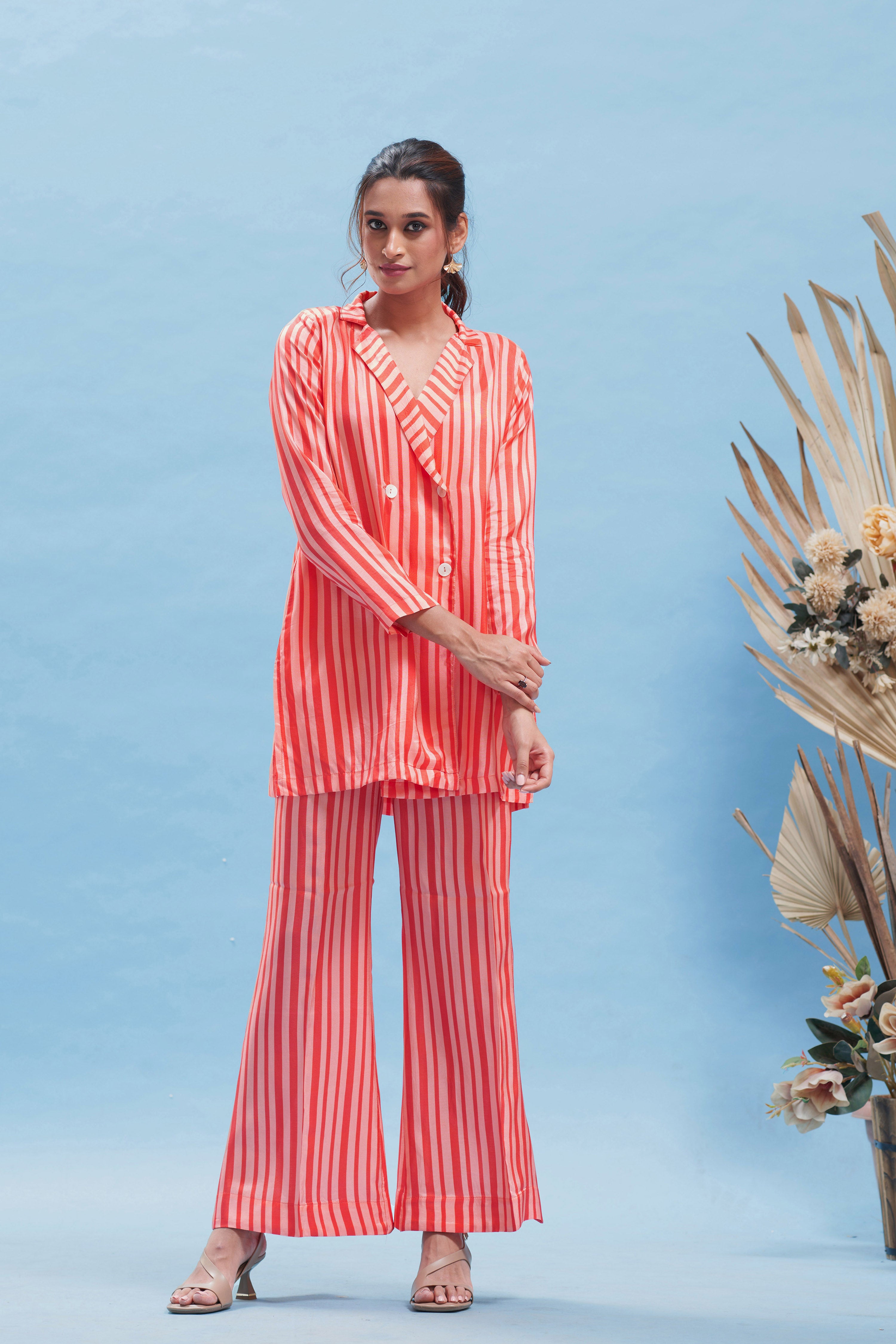 Just Peach Stripe Suit