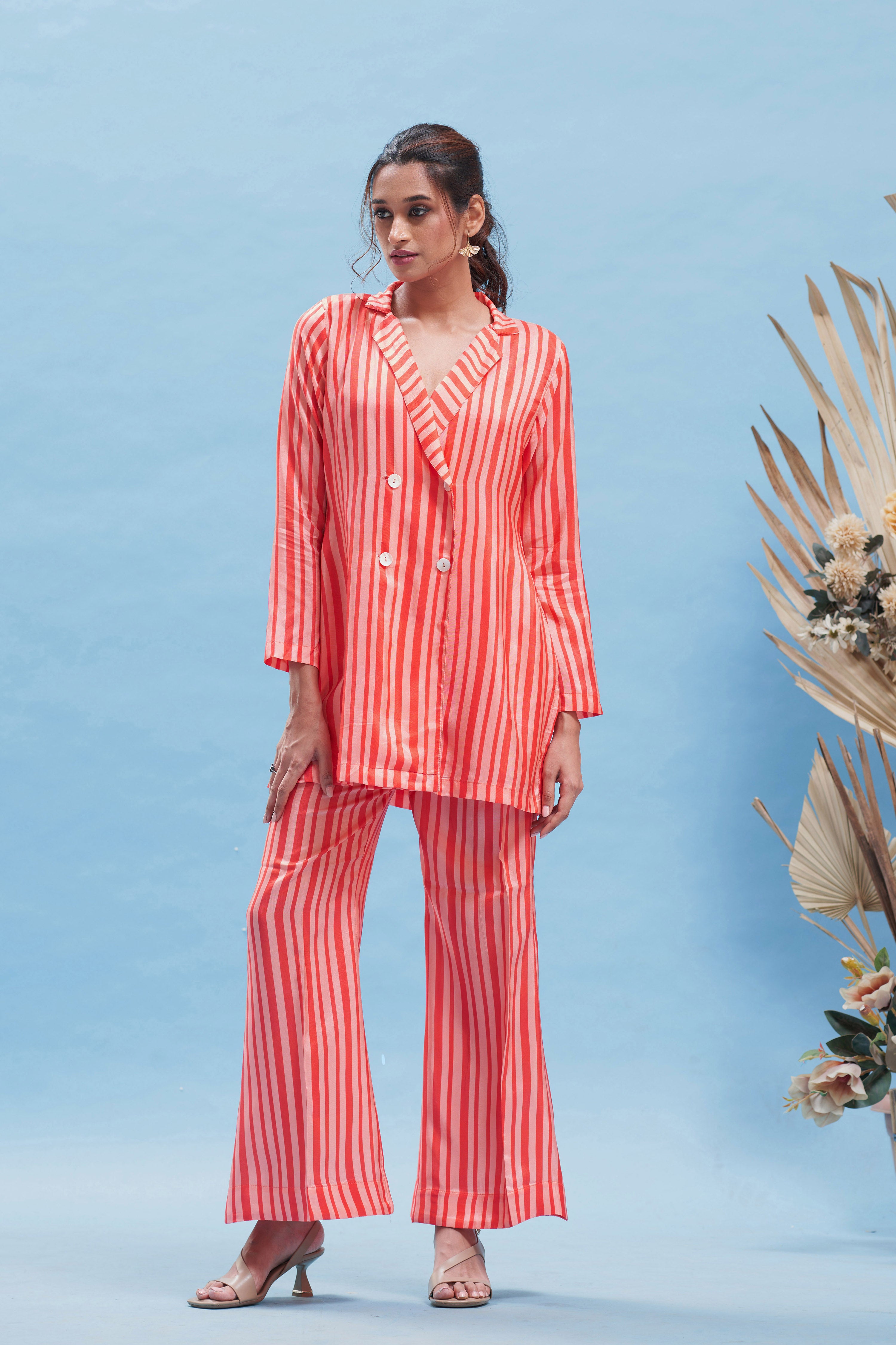 Just Peach Stripe Suit