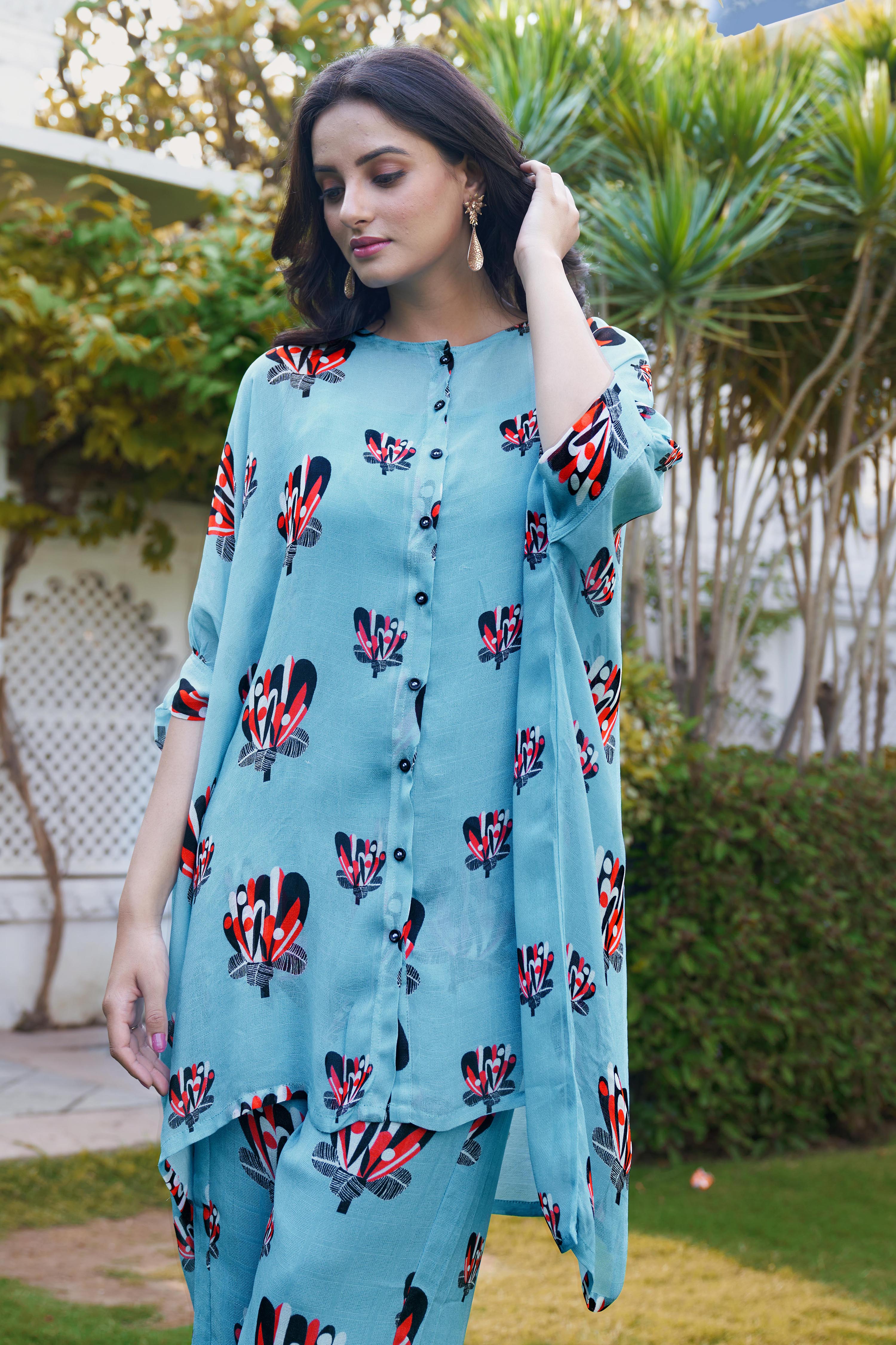 Summer Bloom Kimono Shirt & Trousers