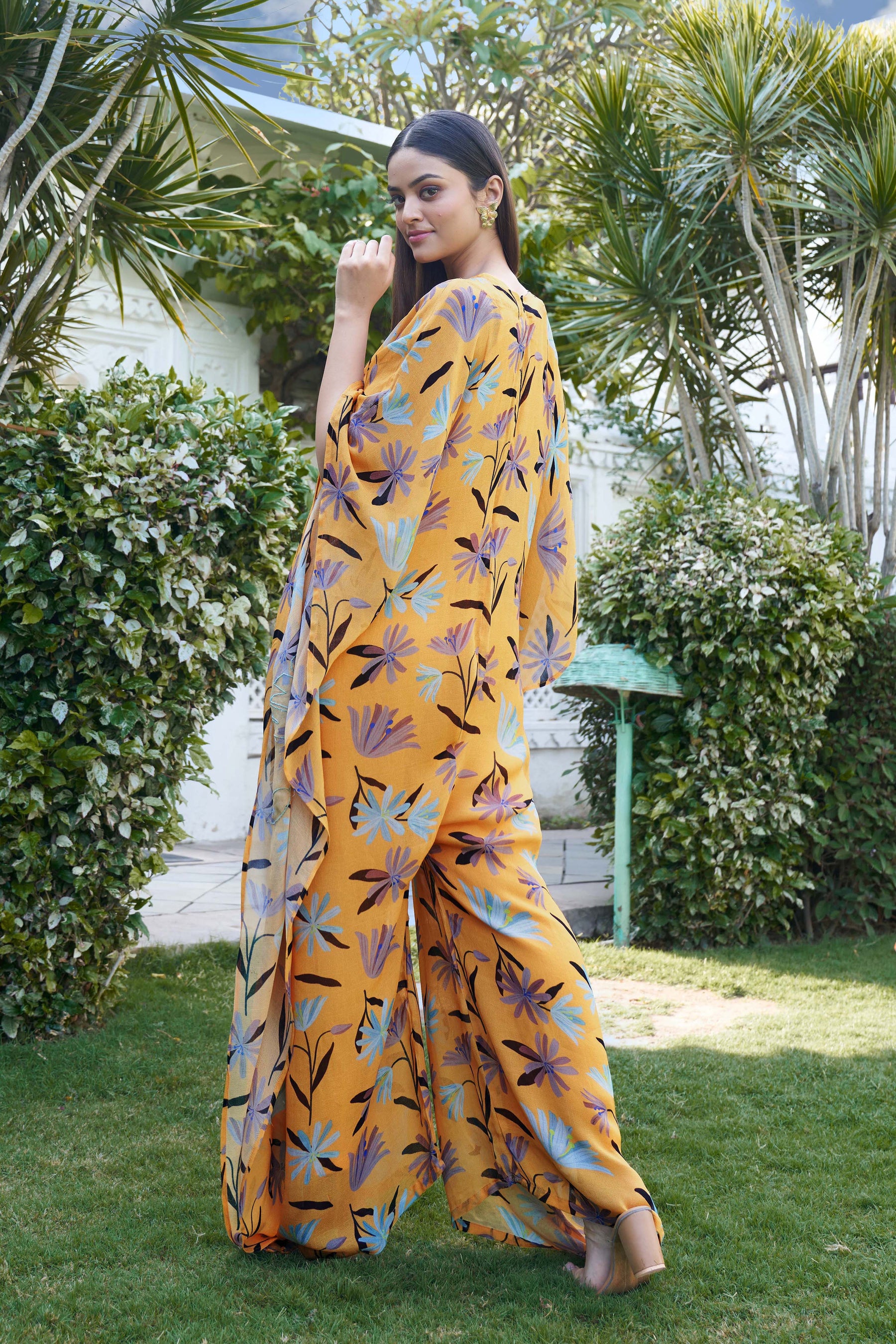 Summer Bloom Mustard Kaftan Jumpsuit