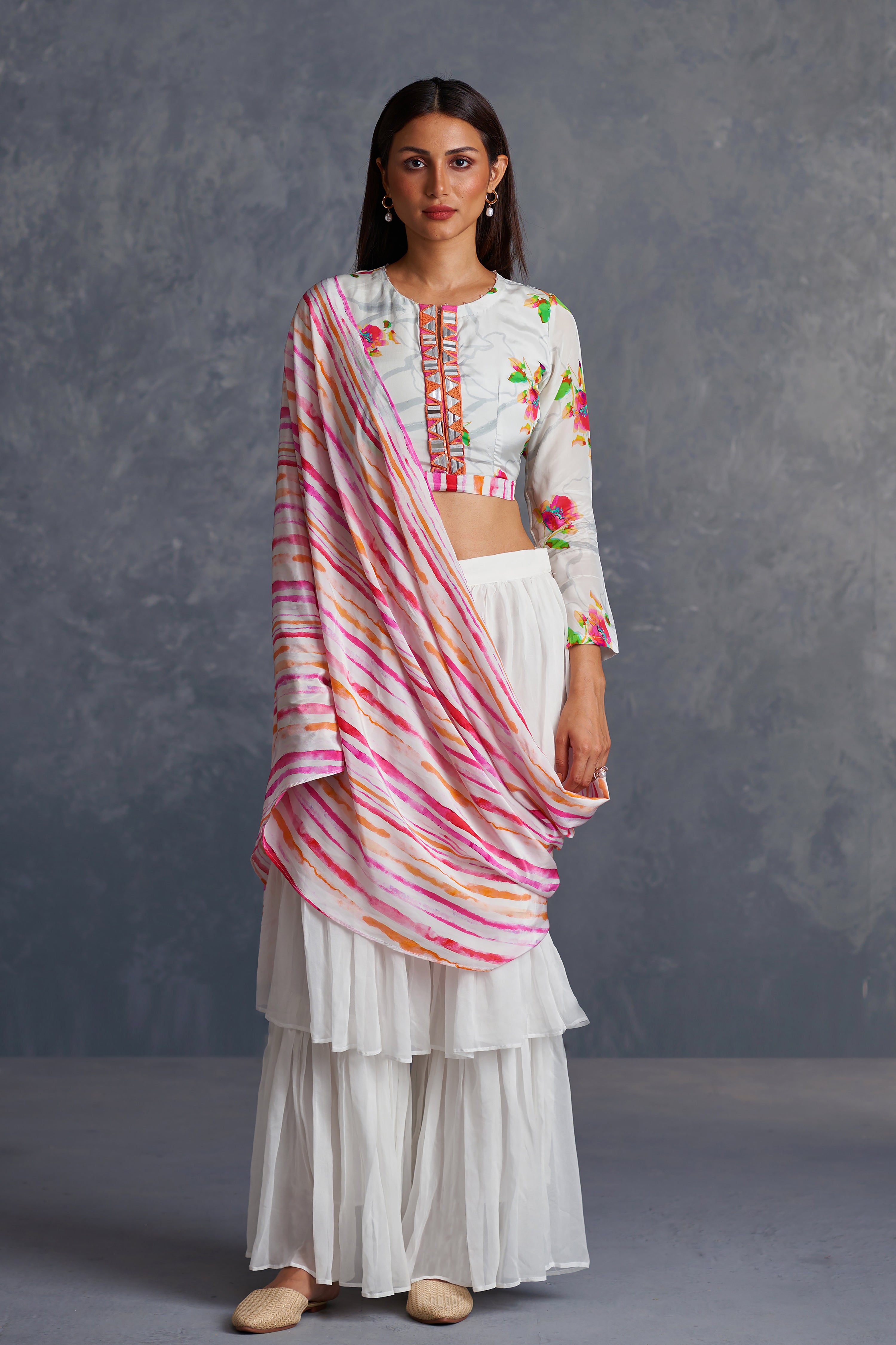 Blossomm Layered Palazzo Saree