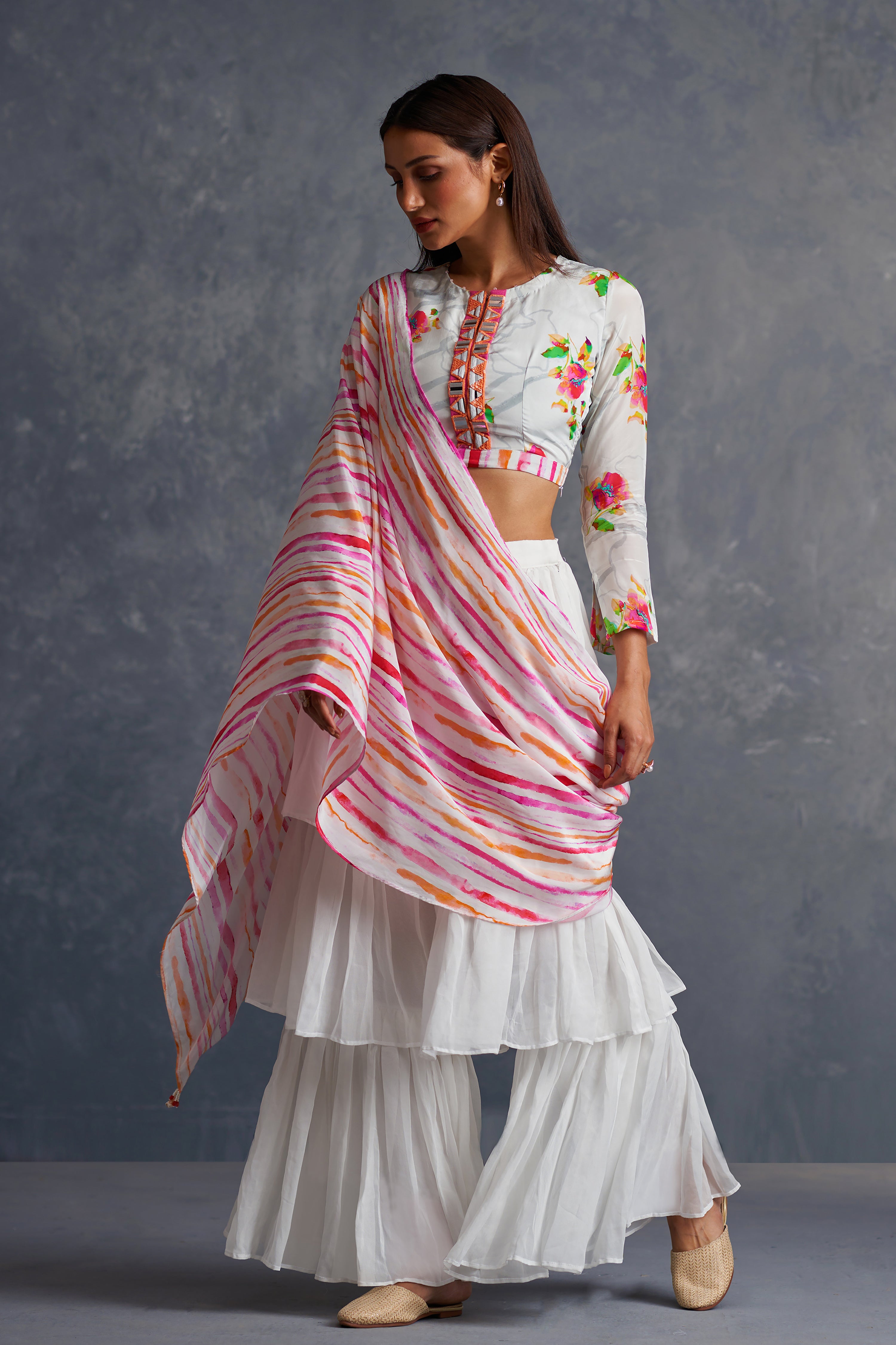 Blossomm Layered Palazzo Saree