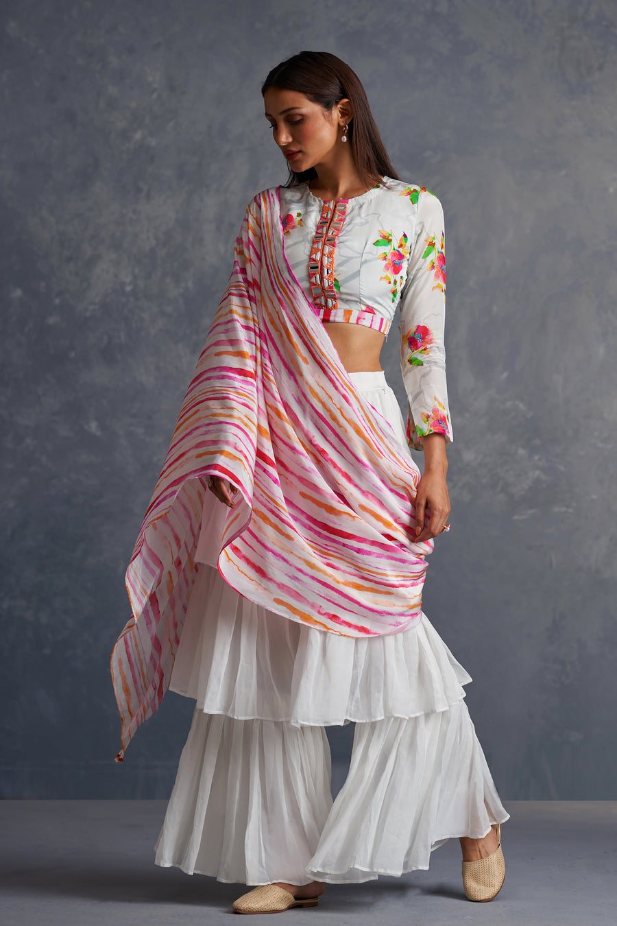 Blossomm Layered Palazzo Saree