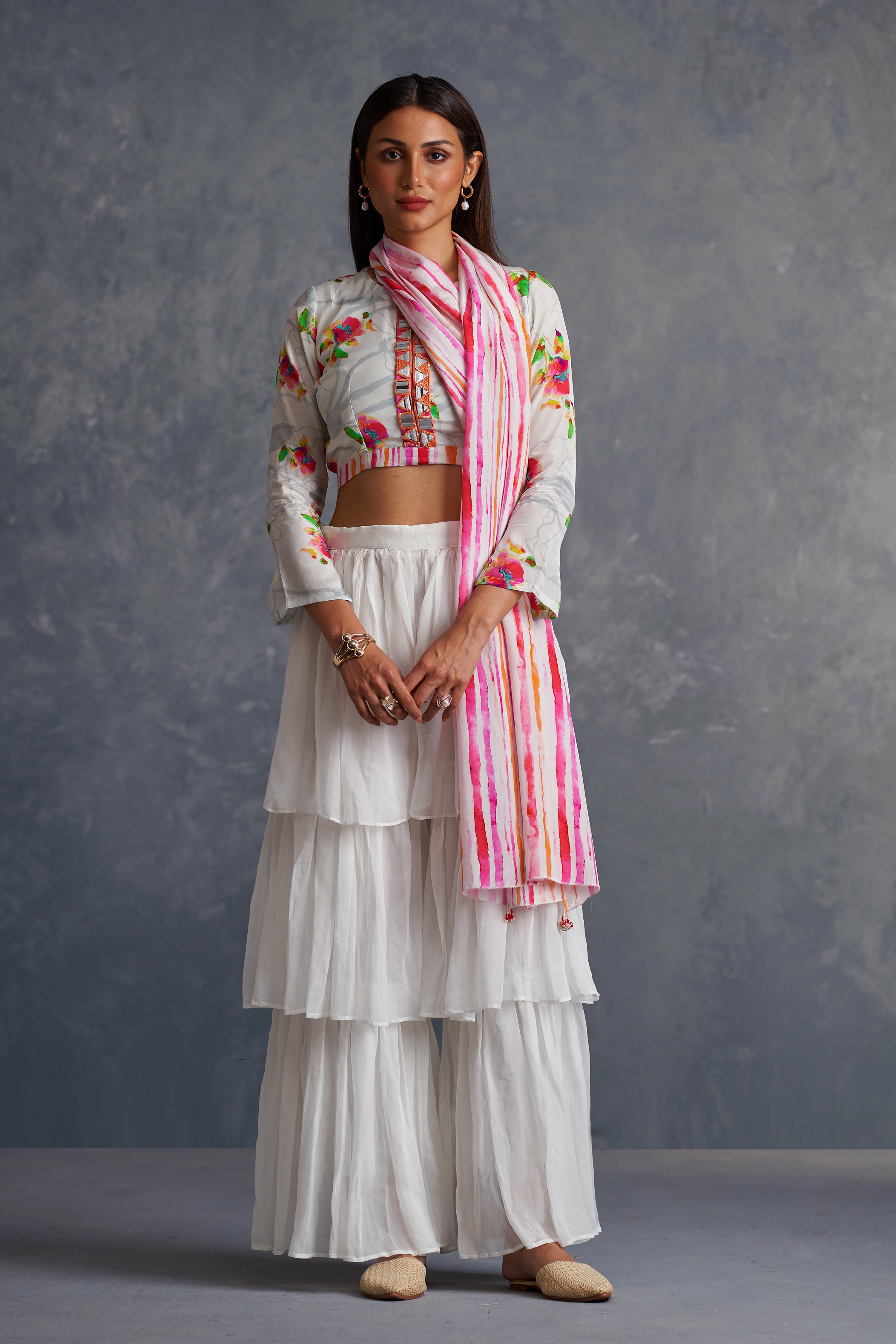 Blossomm Layered Palazzo Saree