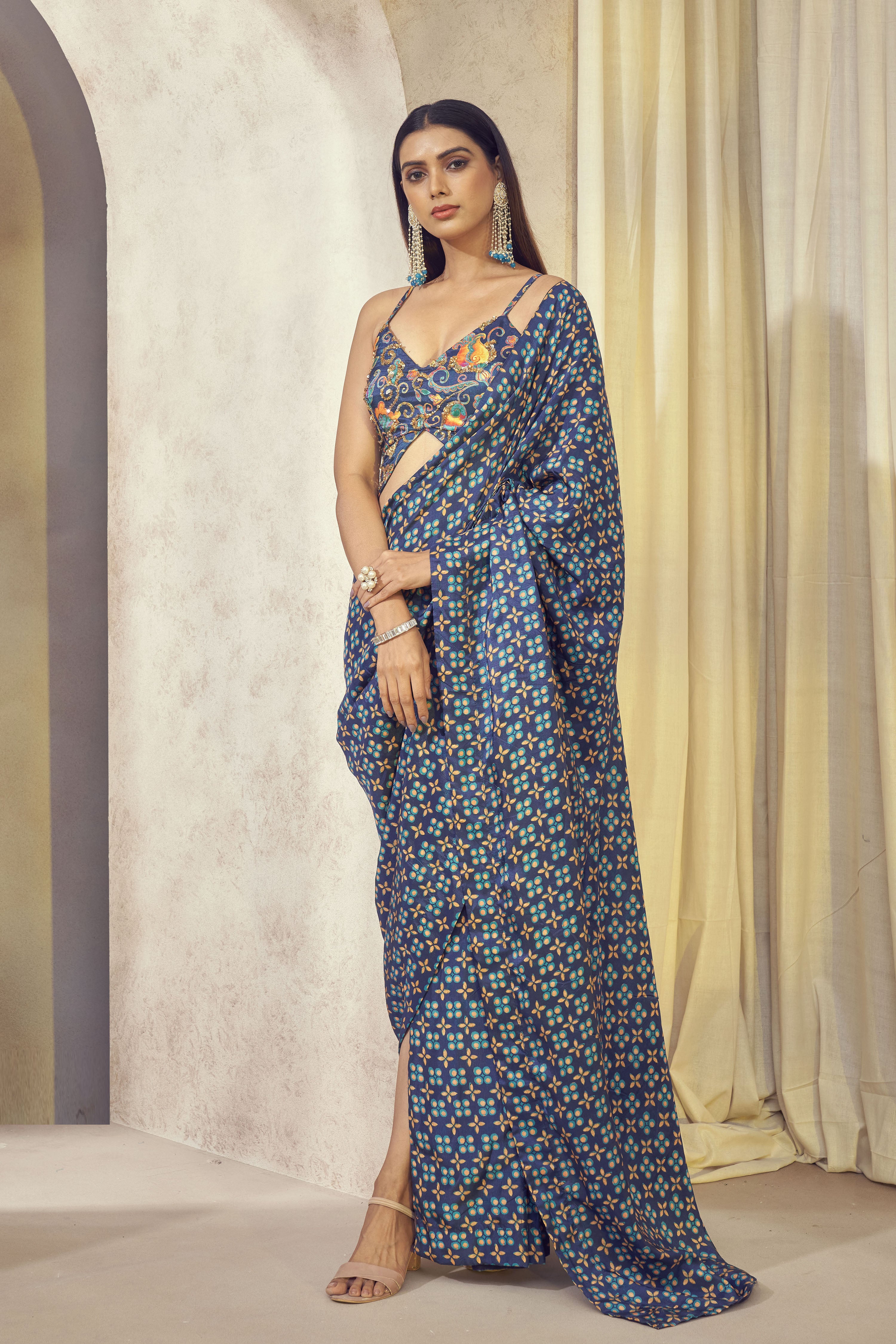 Maaya Pre Drape Saree With Butterfly Top