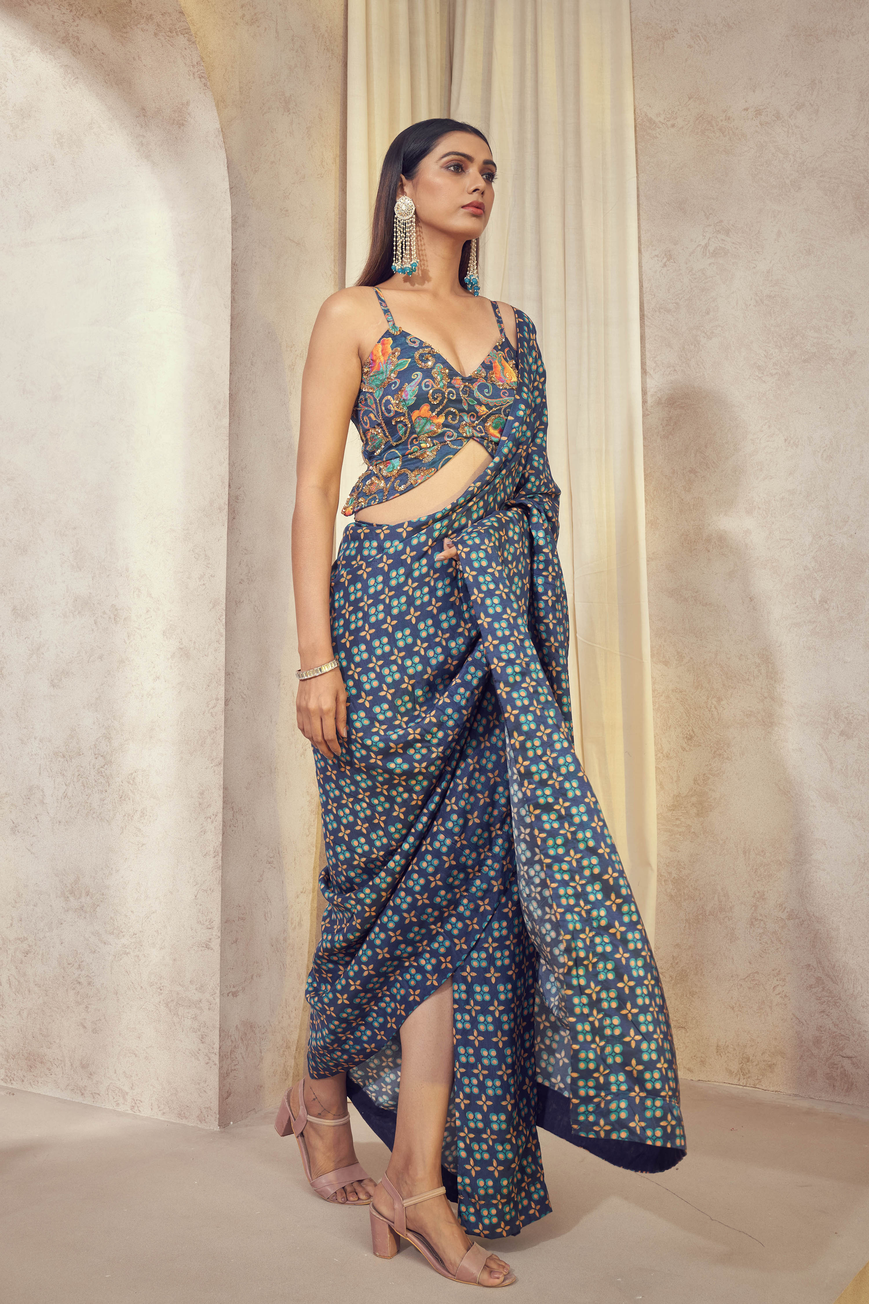 Maaya Pre Drape Saree With Butterfly Top