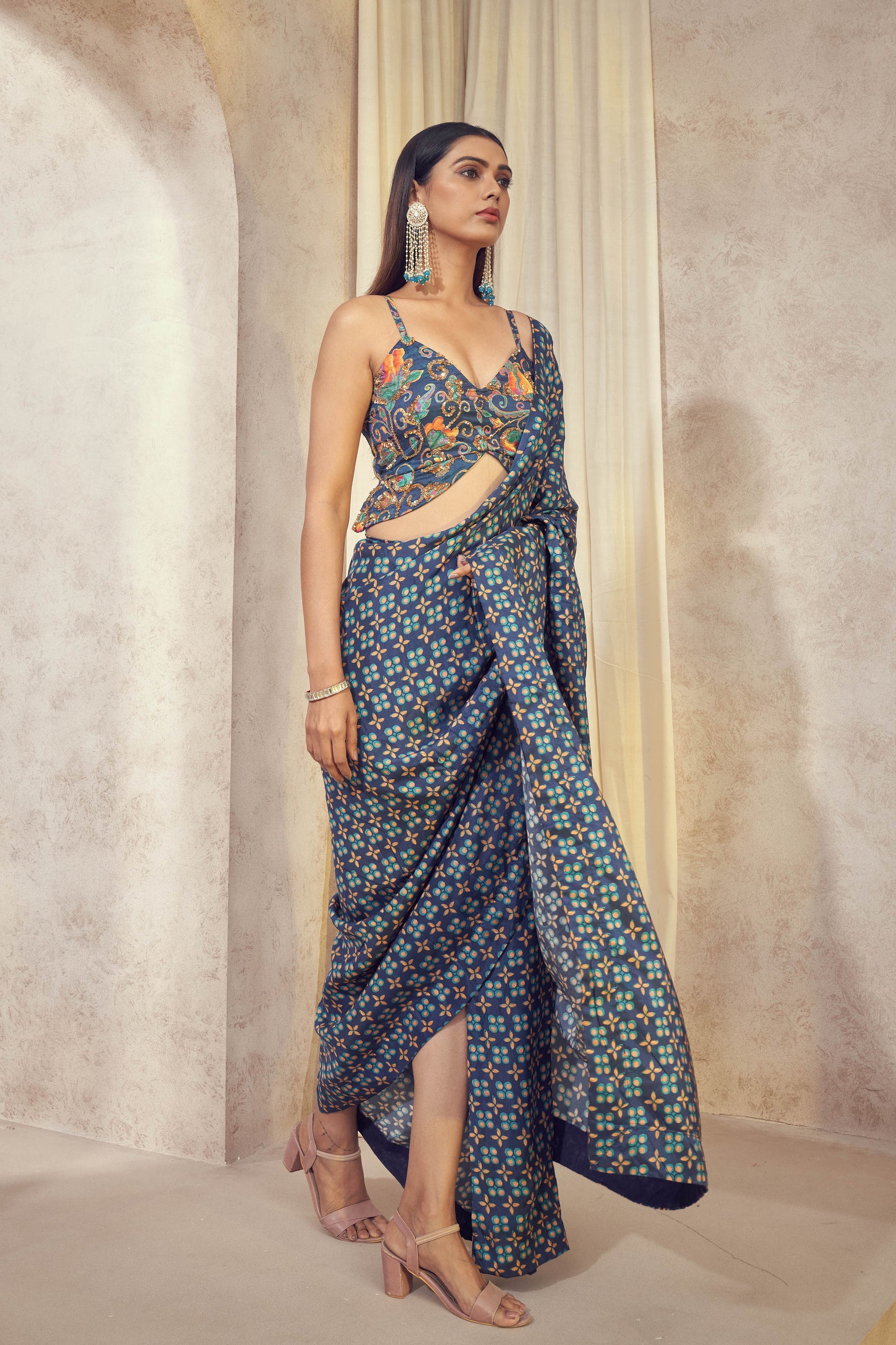 Maaya Pre Drape Saree With Butterfly Top