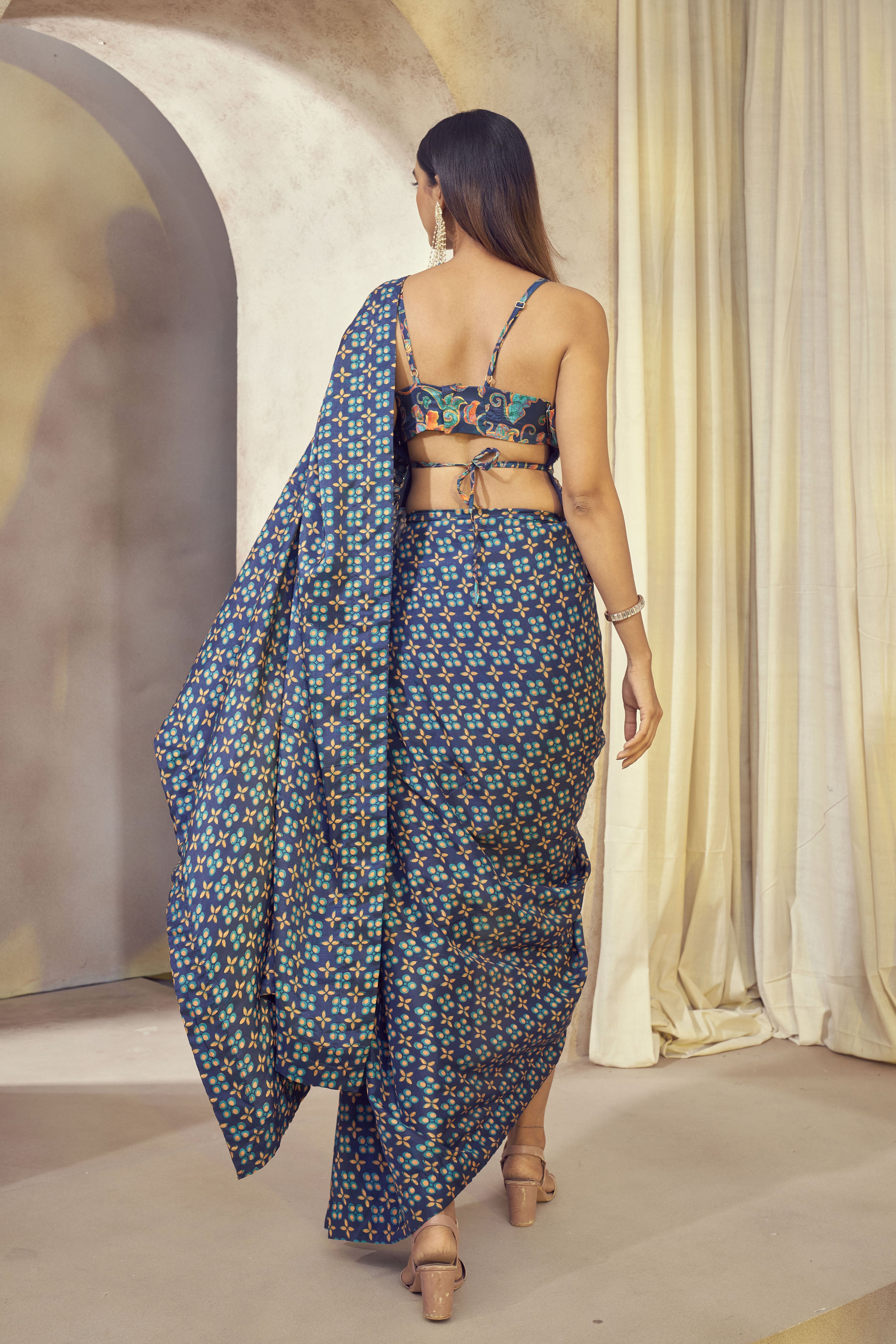 Maaya Pre Drape Saree With Butterfly Top