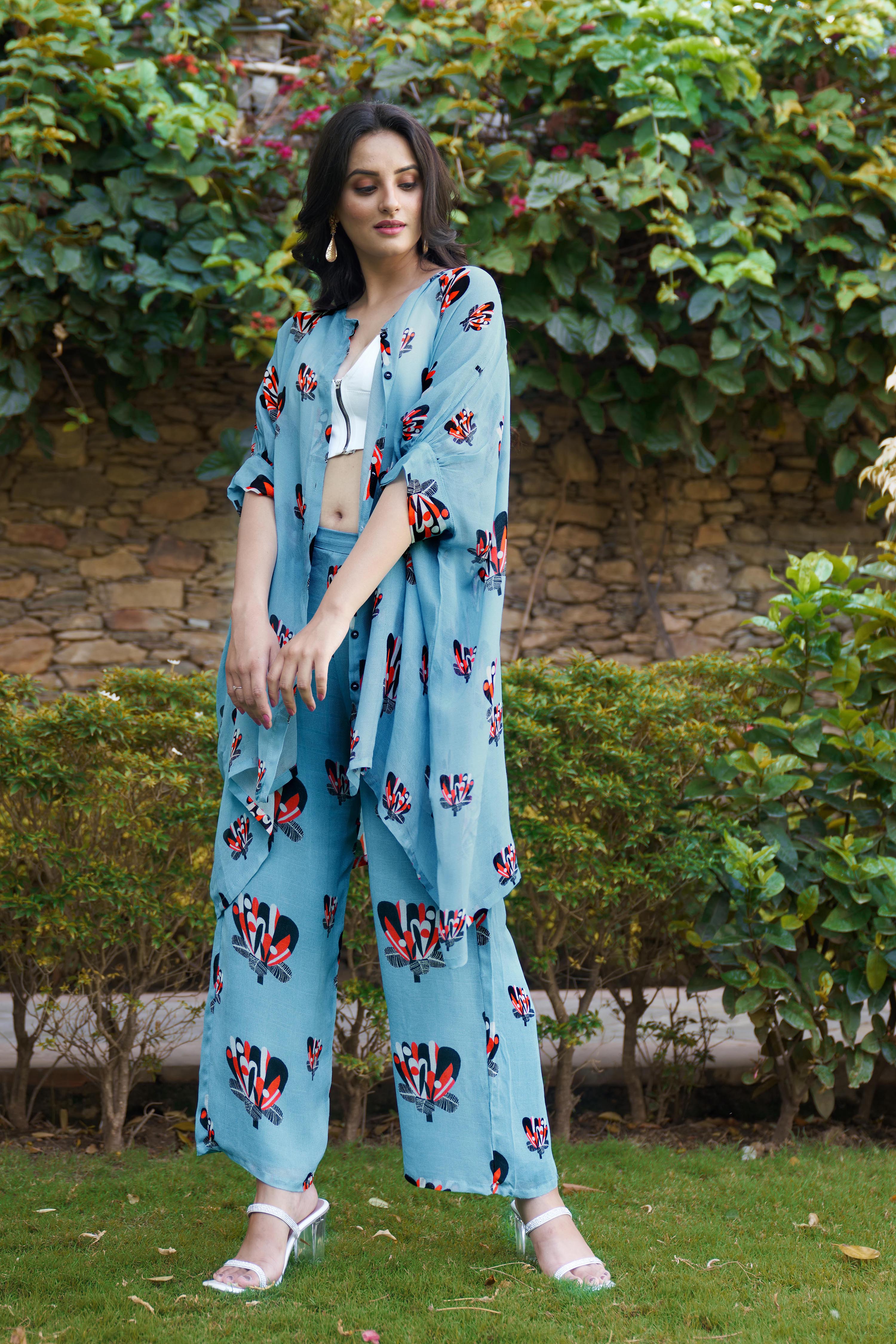 Summer Bloom Kimono Shirt & Trousers