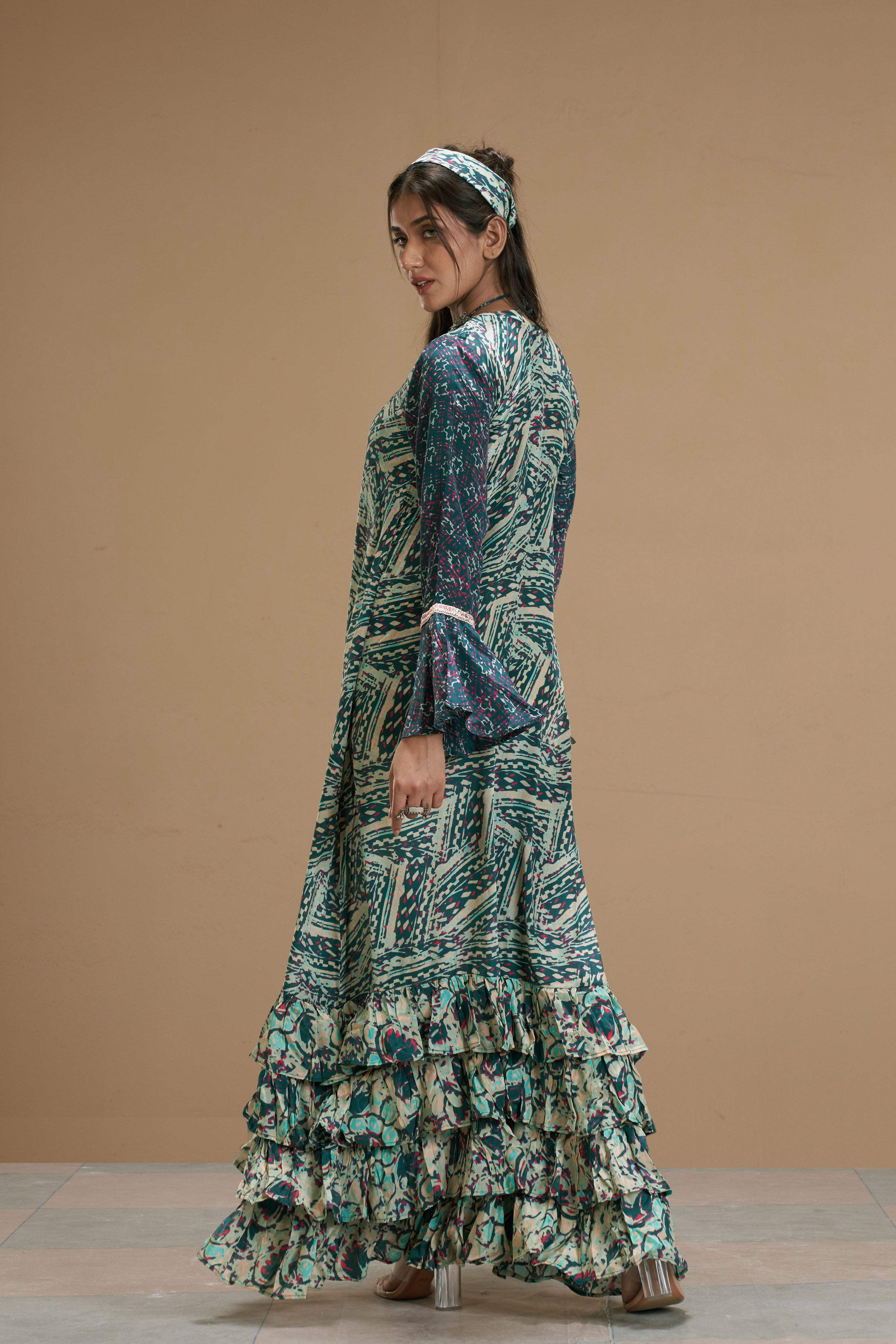 Taabir Printed Ruffled Dress