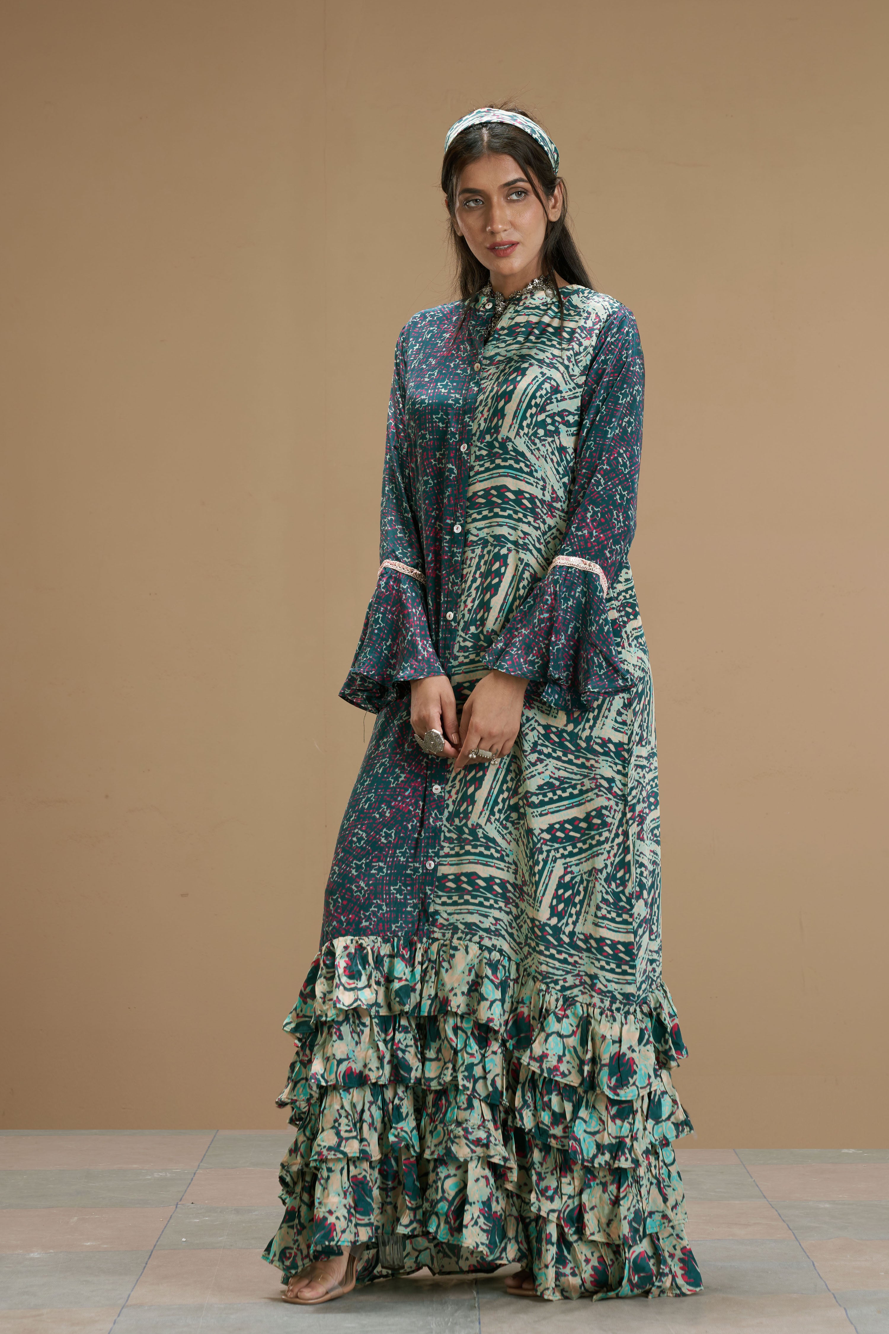 Taabir Printed Ruffled Dress
