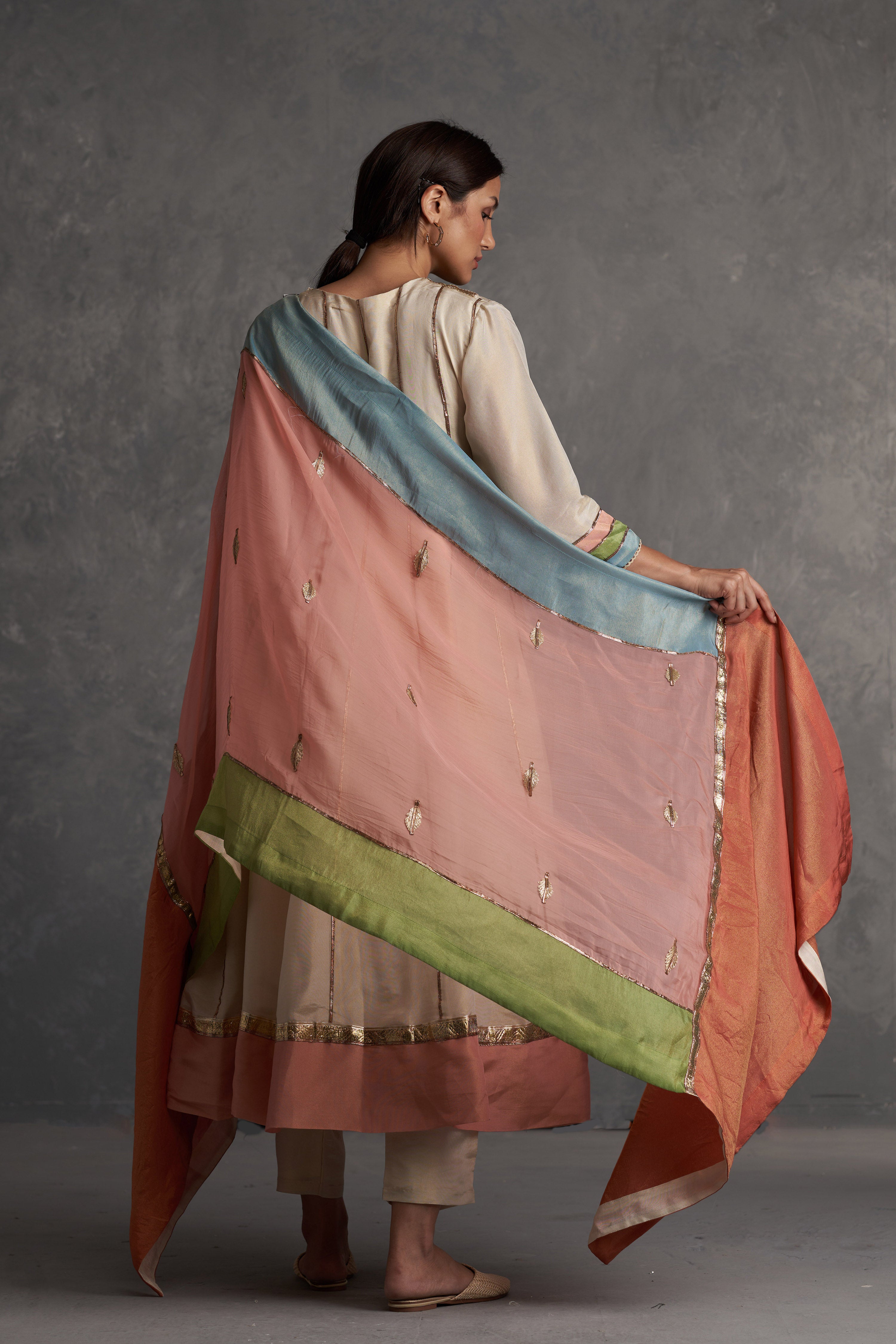 Sunehri Ivory Anarkali Set