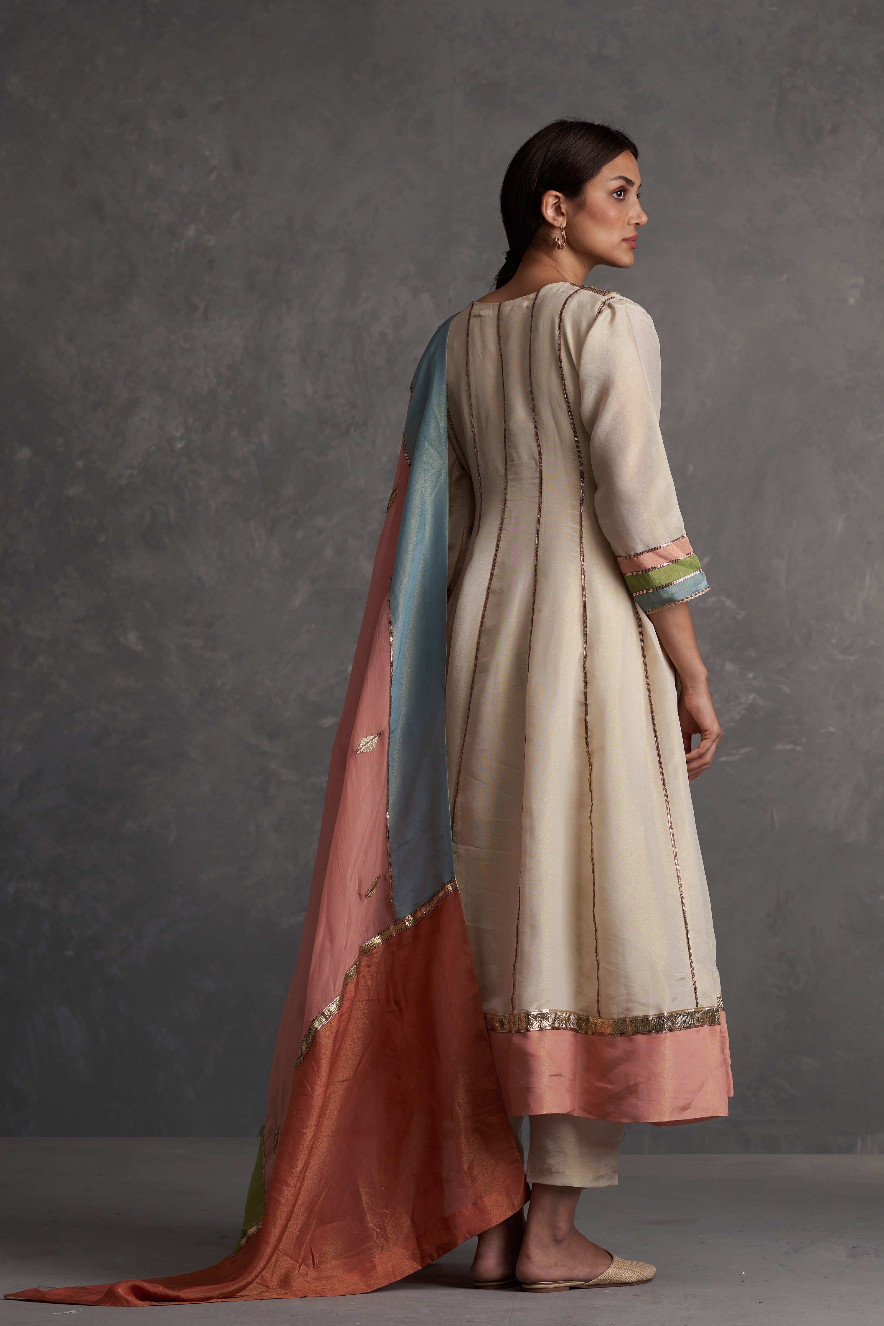 Sunehri Ivory Anarkali Set