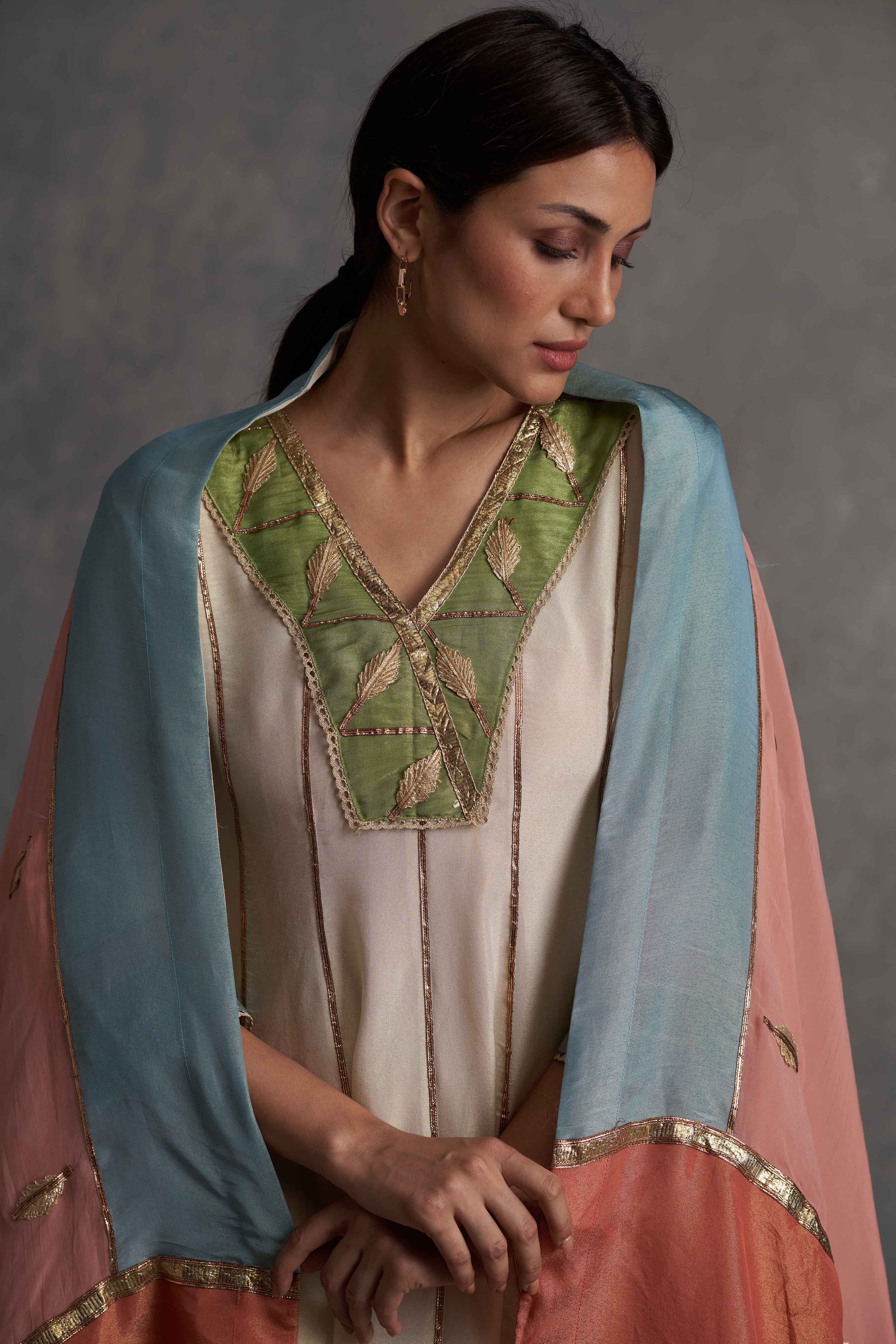 Sunehri Ivory Anarkali Set