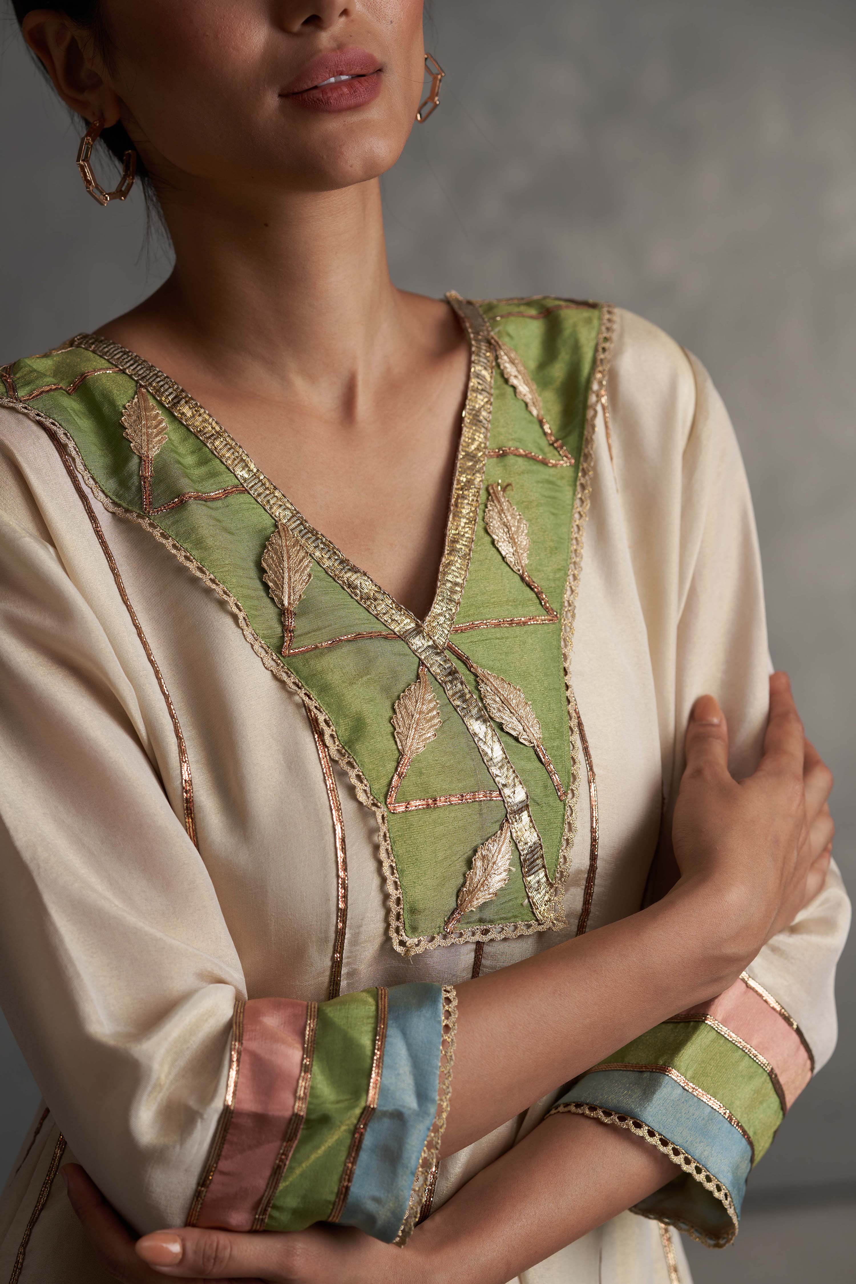 Sunehri Ivory Anarkali Set