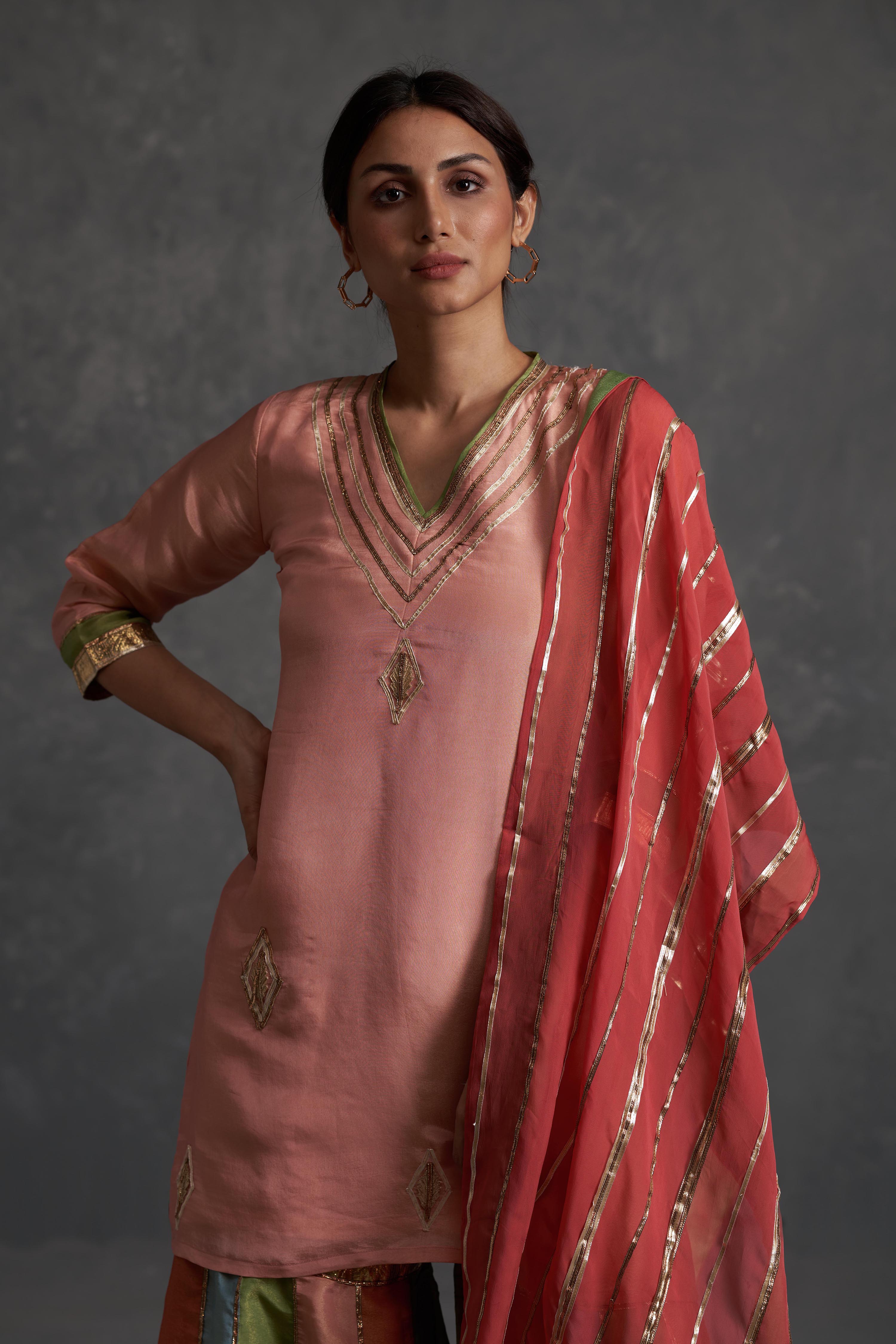 Sunehri Paneled Sharara Set