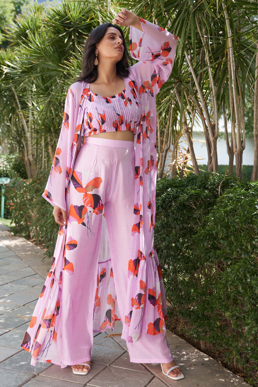Summer Bloom Lilac Co ord Set With Jacket