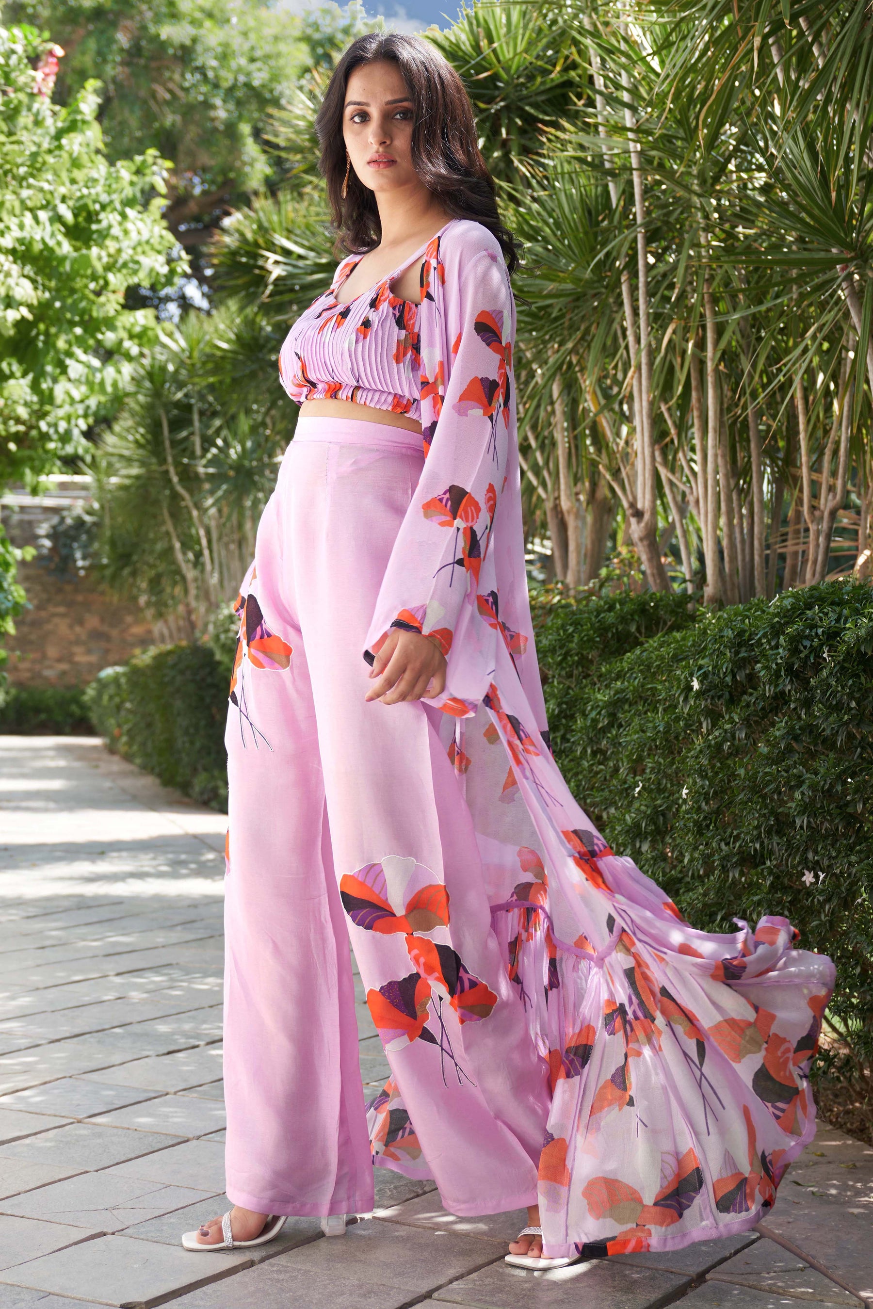 Summer Bloom Lilac Co ord Set With Jacket