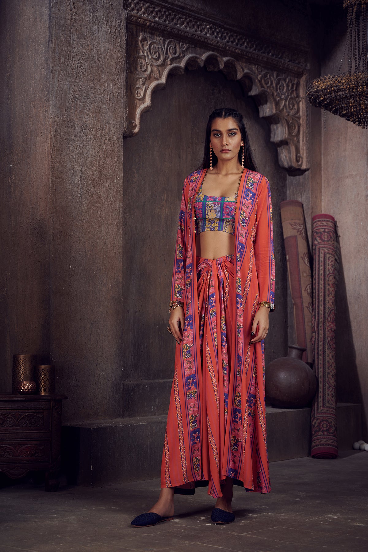 Zaha Drape Skirt And Jacket Set