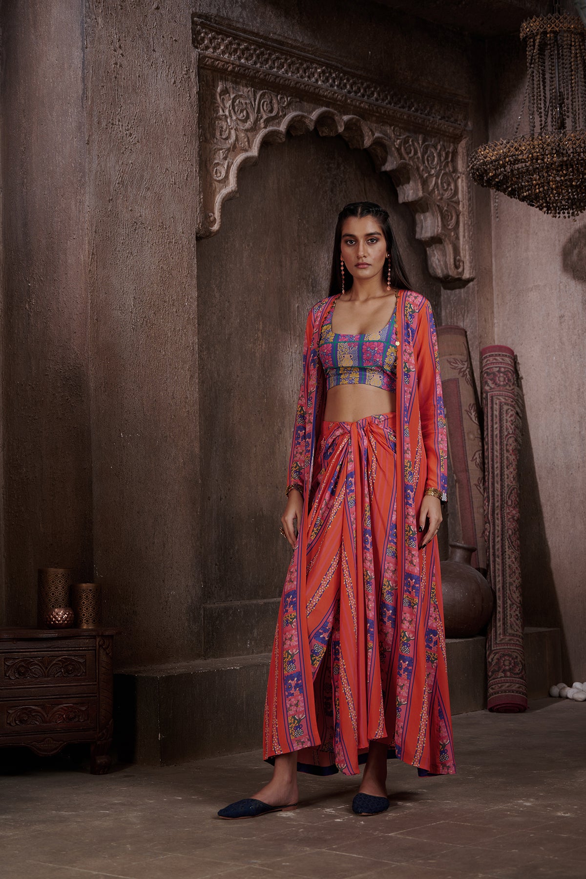 Zaha Drape Skirt And Jacket Set