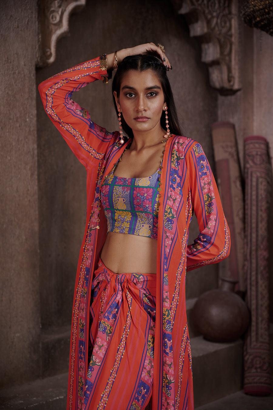 Zaha Drape Skirt And Jacket Set
