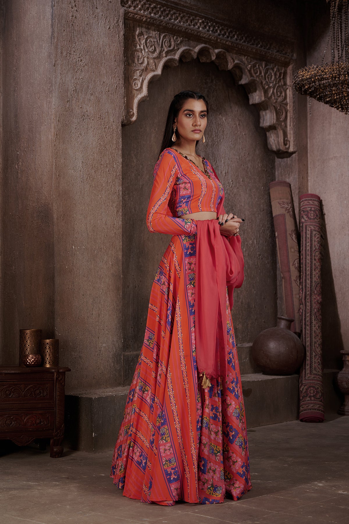 Zaha Multi Print Lehenga set