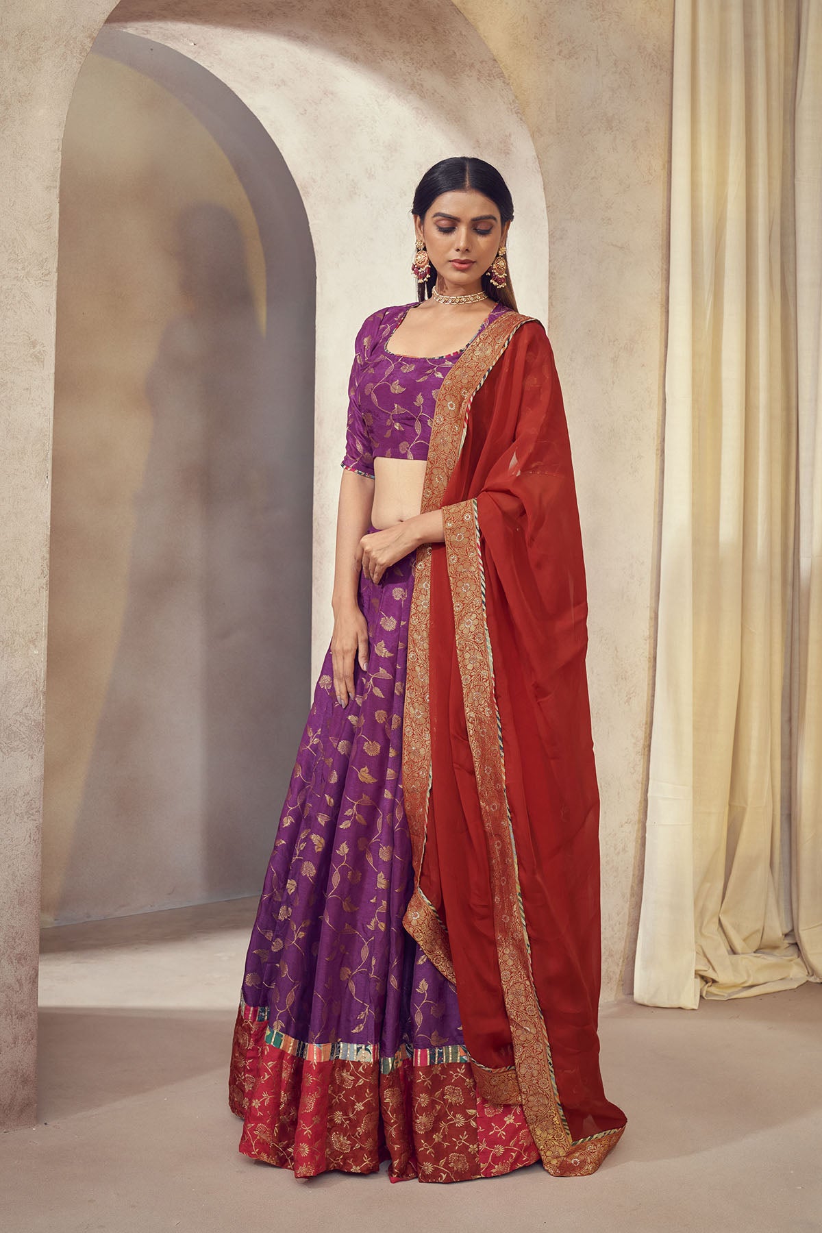 Tehzeeb jacquard kalidar lehenga set