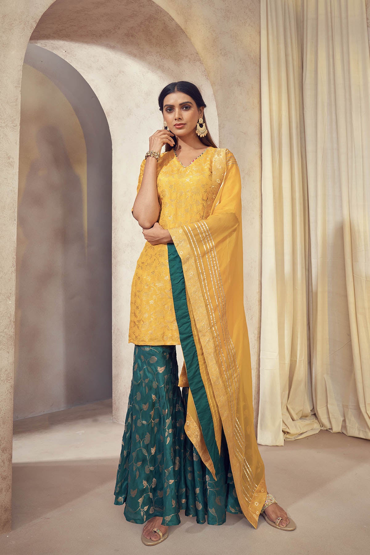 Tehzeeb jacquard sharara set