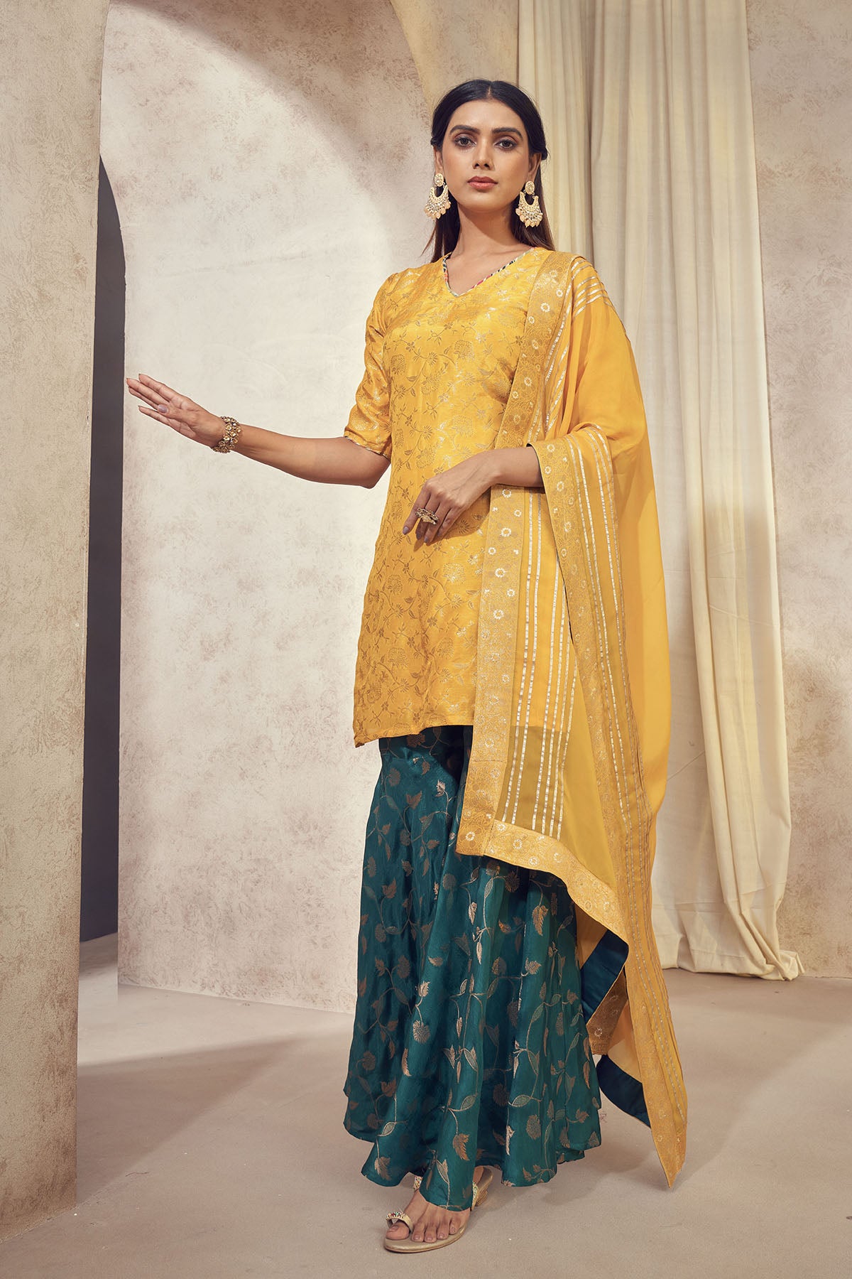 Tehzeeb jacquard sharara set