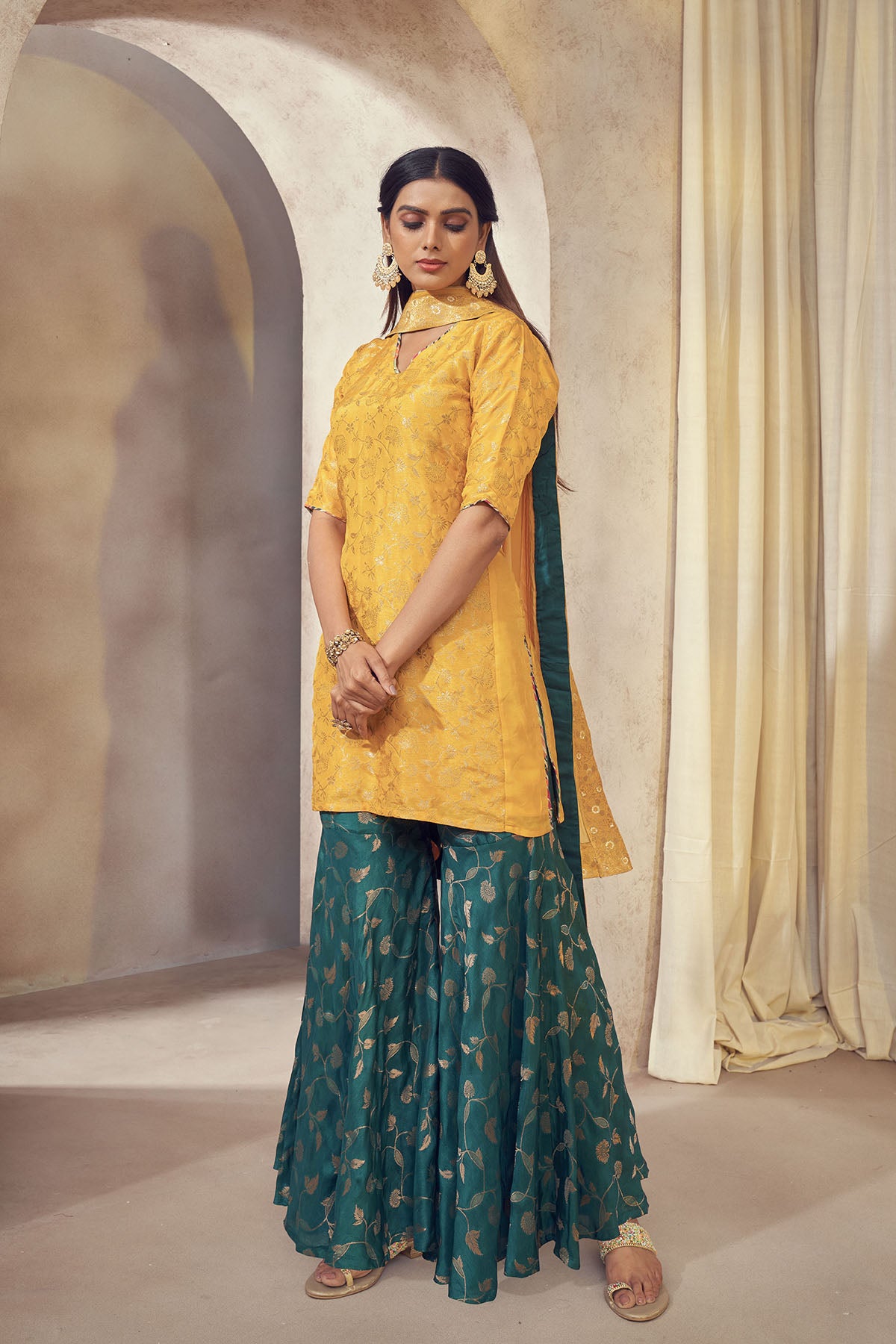 Tehzeeb jacquard sharara set